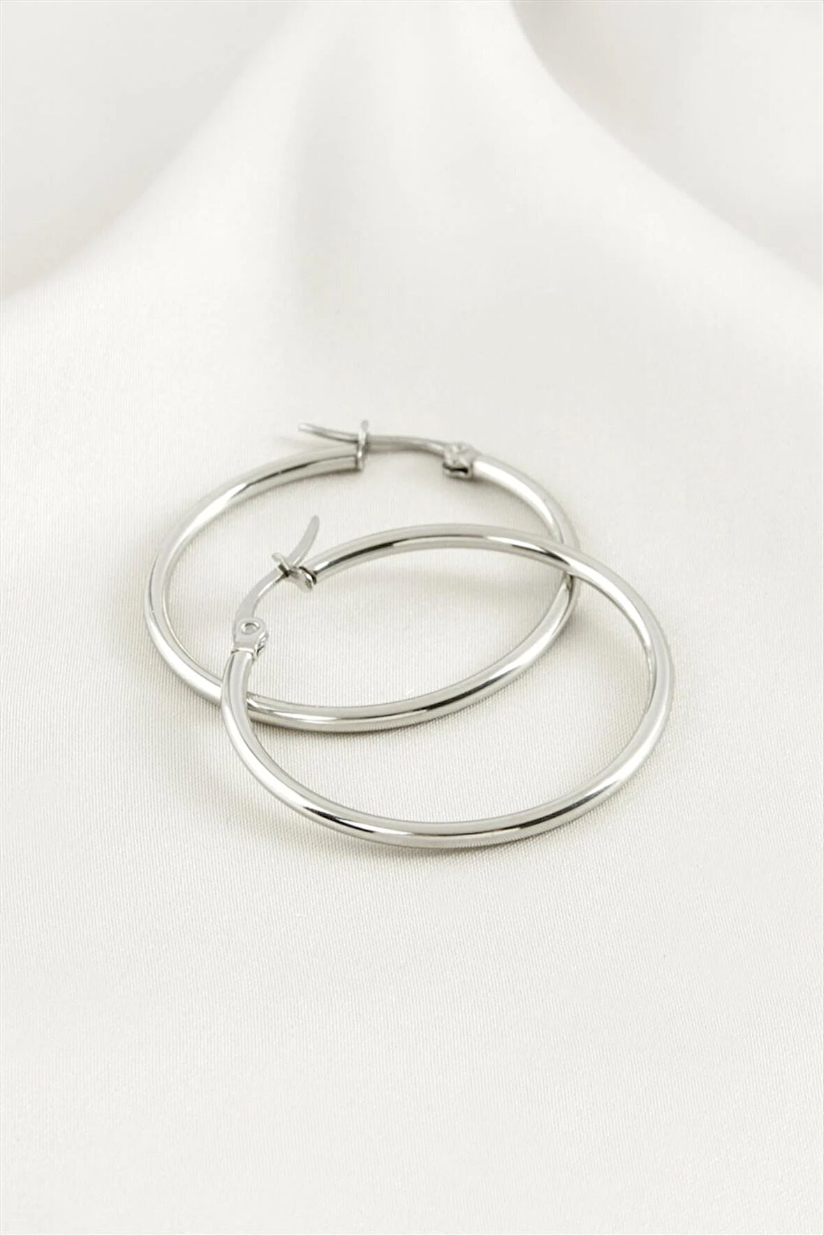 Halka Lüks Çelik Küpe 4 cm