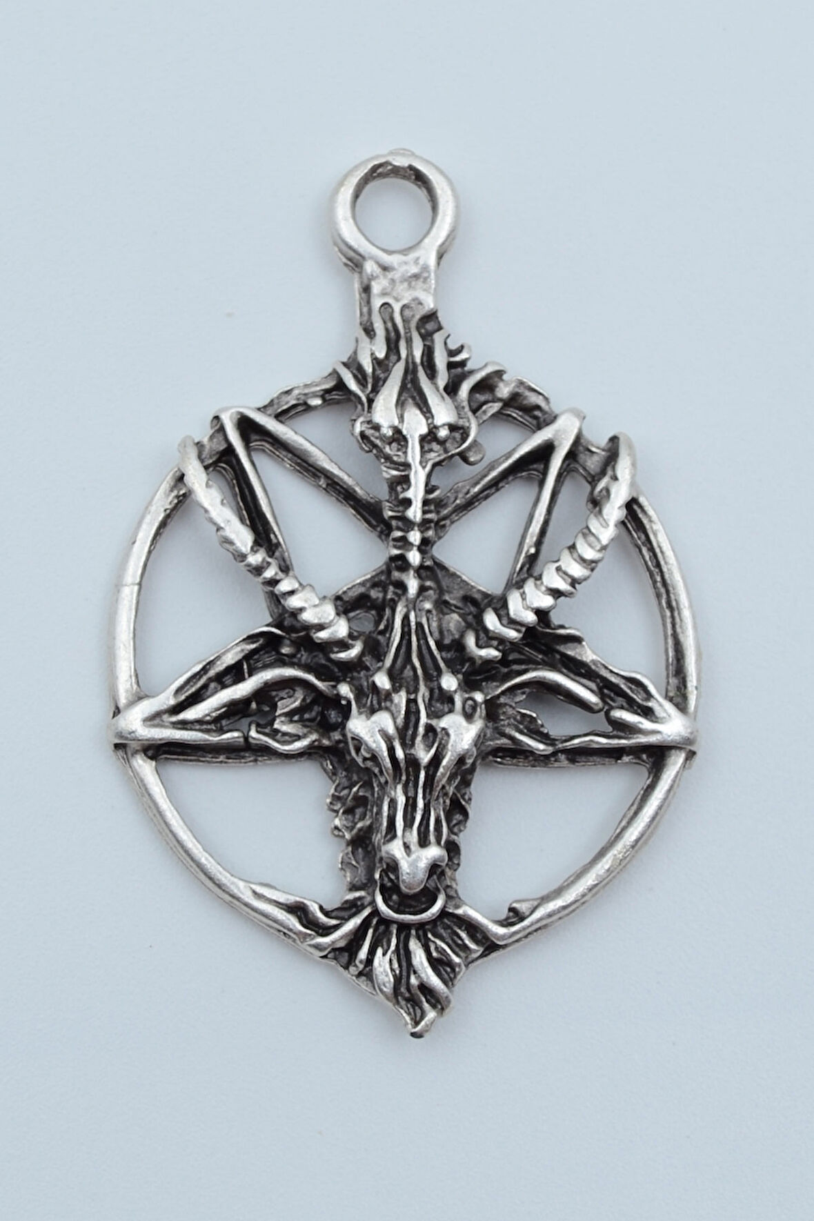 Pentagram Yıldızı Keçi Kafası Gümüş Kaplama Kolye Ucu