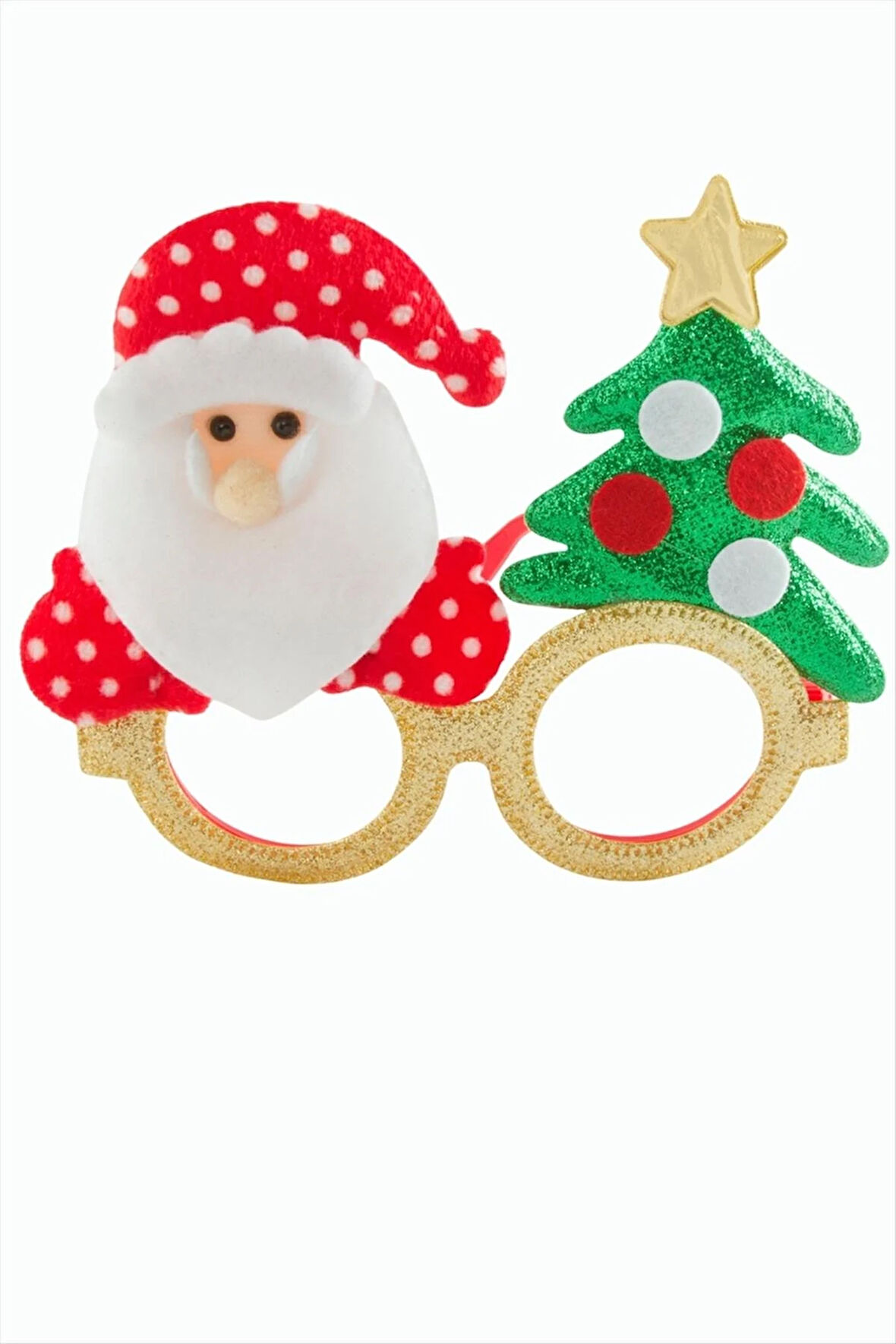 Noel Baba Çam Ağacı Simli Yılbaşı Gözlük