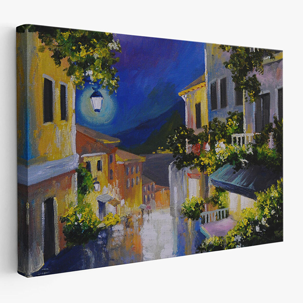 Harita Sepeti Fenerli Deniz Manzaralı Sokak, Kanvas Duvar Tablosu-1189