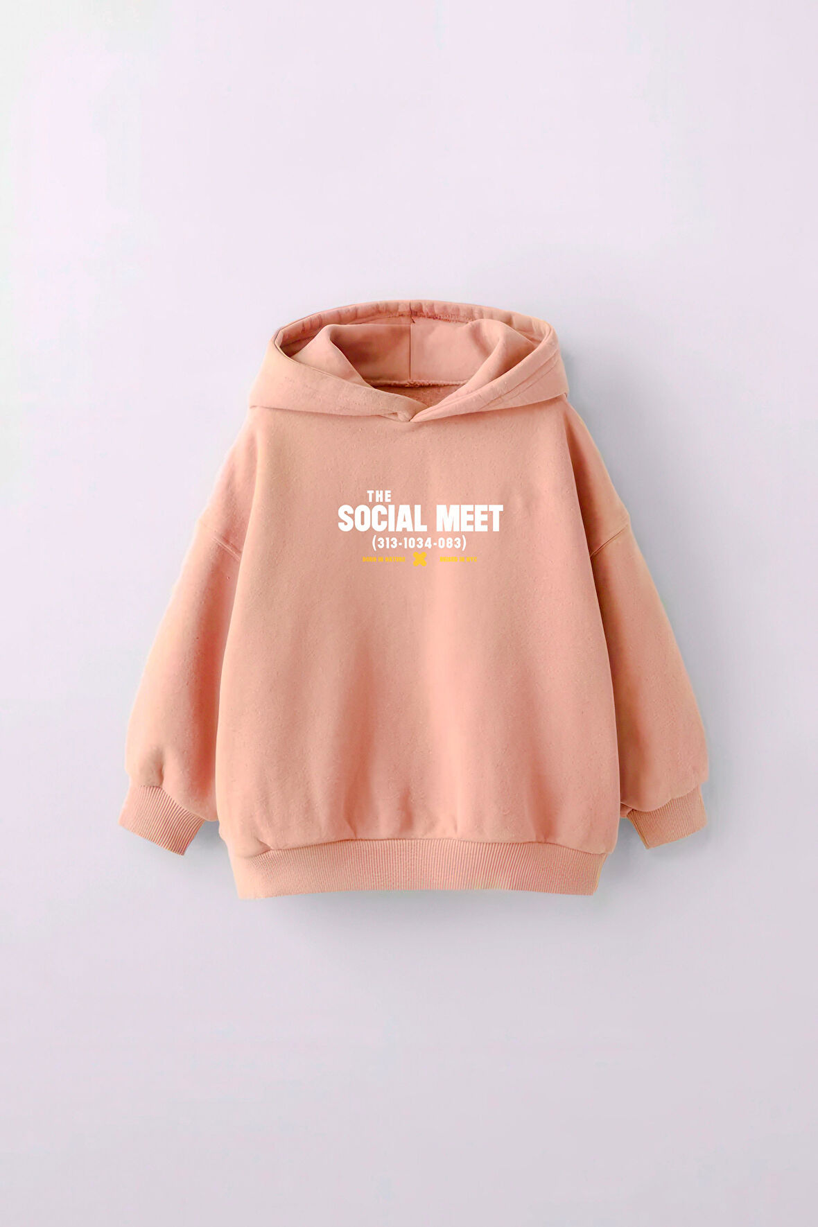 KIZ ÇOCUK SOCIAL MEET BASKILI KAPÜŞONLU MANŞETLİ SWEATSHİRT