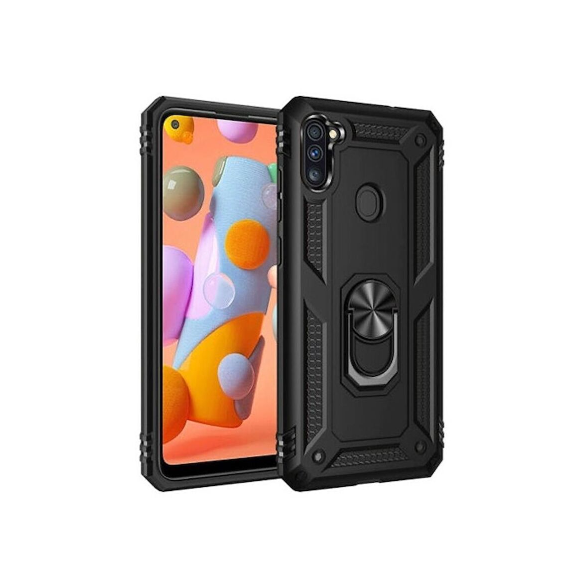 Smcase Samsung Galaxy M11 Kılıf Vega Yüzüklü Tank Kapak