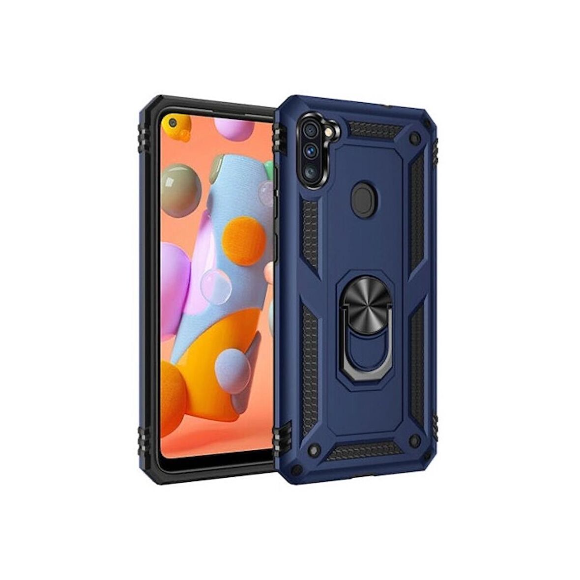 Smcase Samsung Galaxy M11 Kılıf Vega Yüzüklü Tank Kapak