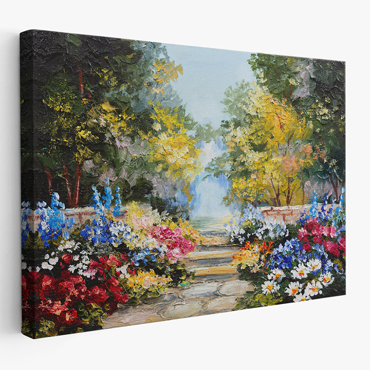 Harita Sepeti Yaz Ormanı ve Renkli Güzel Çiçekler Kanvas Duvar Tablosu-1190