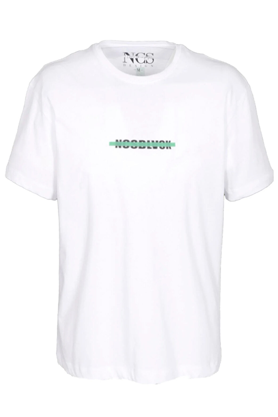 Erkek Oversize Tişört Beyaz Sırt Baskılı Bisiklet Yaka %100 Pamuk Slim Fit Baskılı T-shirt NCS JEANS 1190