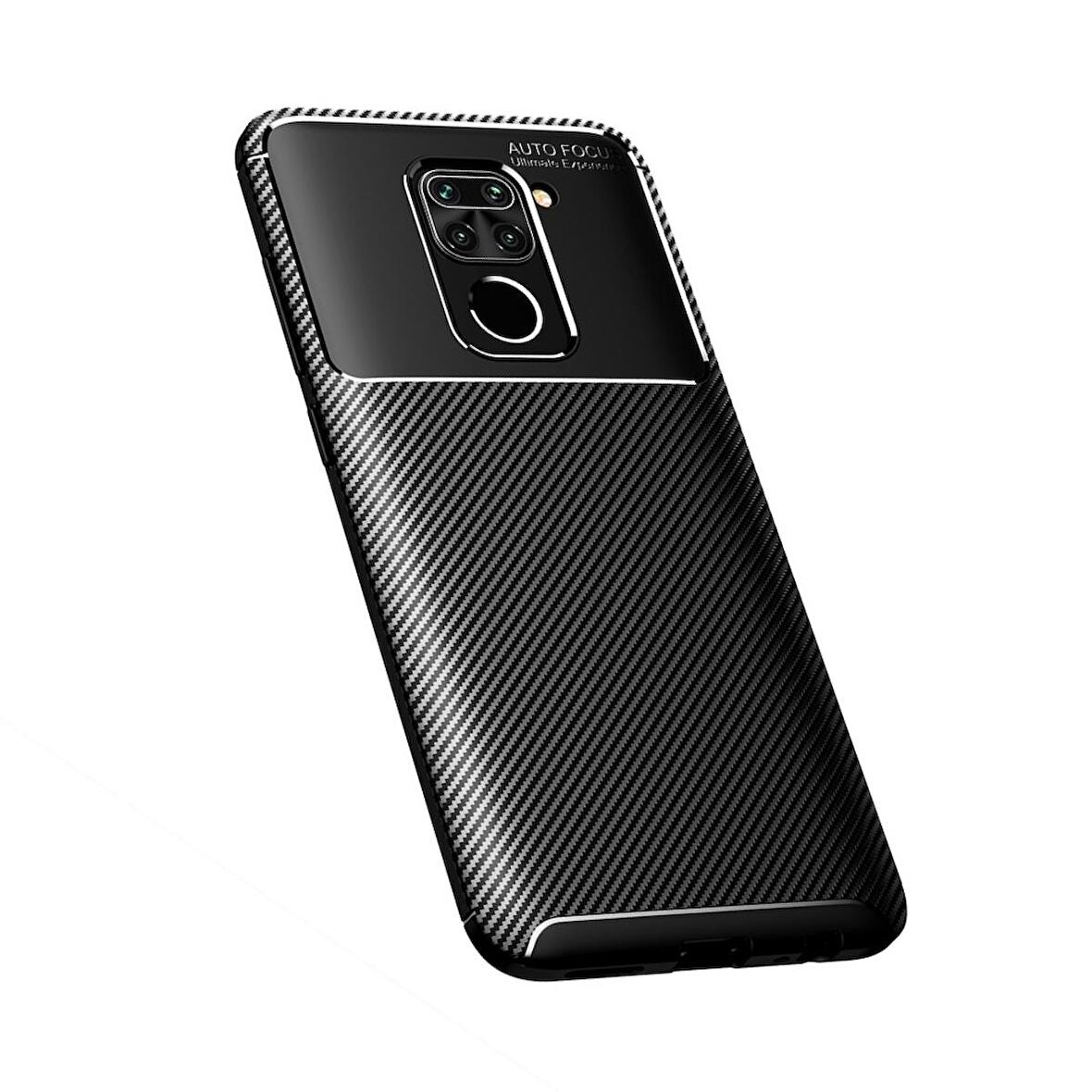 Smcase Xiaomi Redmi Note 9 Kılıf Negro Karbon Silikon  Tam Kapatan Ekran Koruyucu