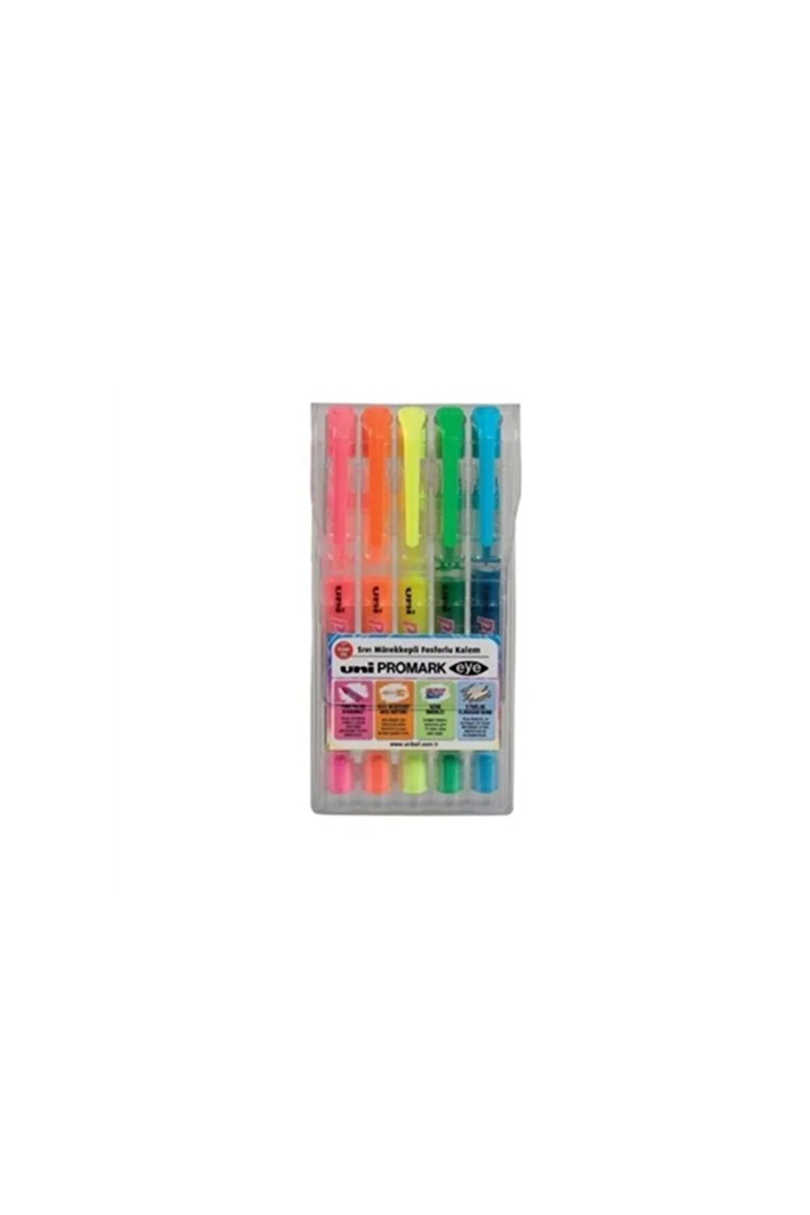 Uni Promark Eye Cep Tipi Fosforlu Kalem (işaretleme Kalemi) 1.5 - 4mm 5 Renk Usp-105/5c (5 Li Set)