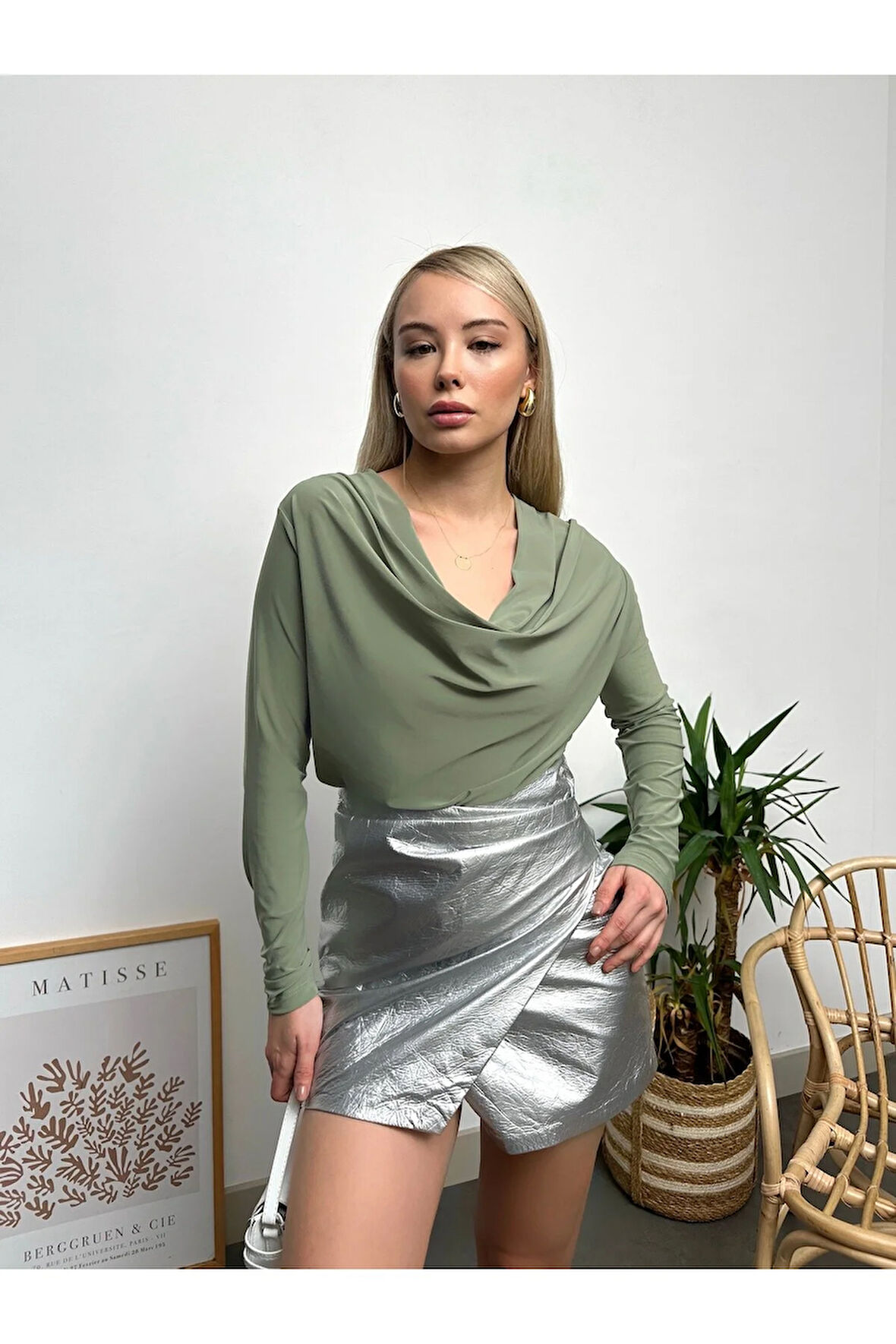 Kadın Uzun Kol Degaje Yaka Sandy Bluz