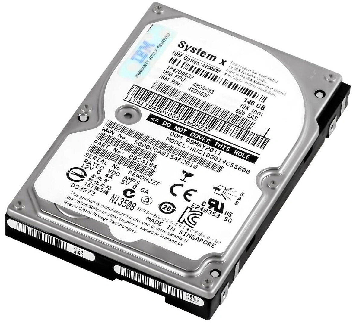 IBM 146GB 10K 6G SAS 2.5" Sunucu Harddisk HUC103014CSS600 42D0636