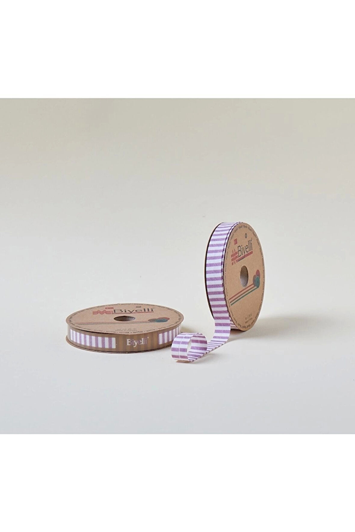 Biye Kalın Çizgili Katlı F07 Gül Kurusu 2 cm 25 Metre %65 Koton %35 Polyester