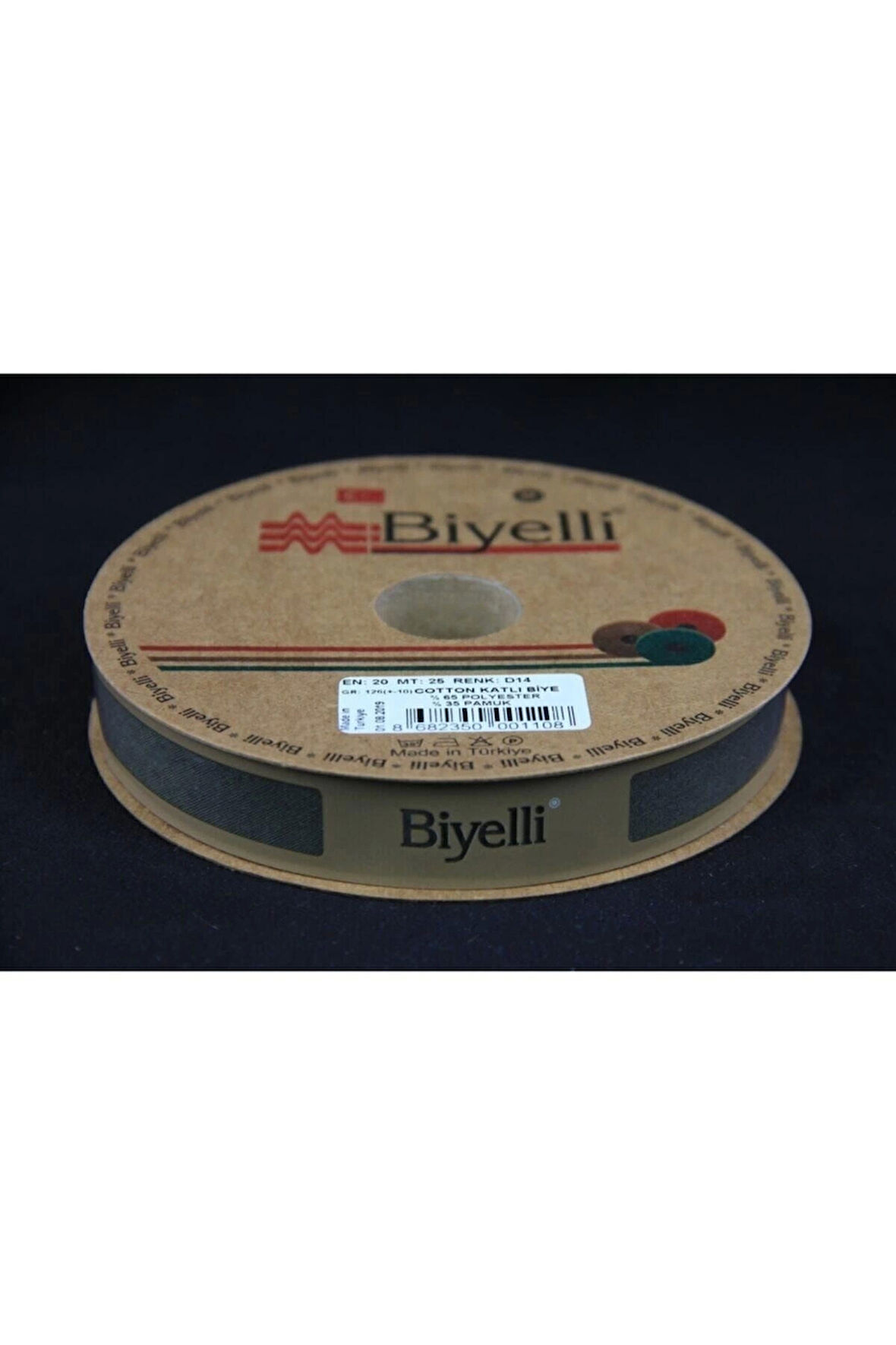 Biye Koton Katlı D14 Asker Yeşili 2 cm 25 Metre %65 Koton %35 Polyester