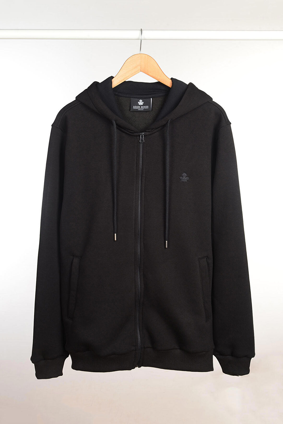 Adam Boxes Fermuarlı Kapüşonlu Sweatshirt N-Halicarna - Siyah