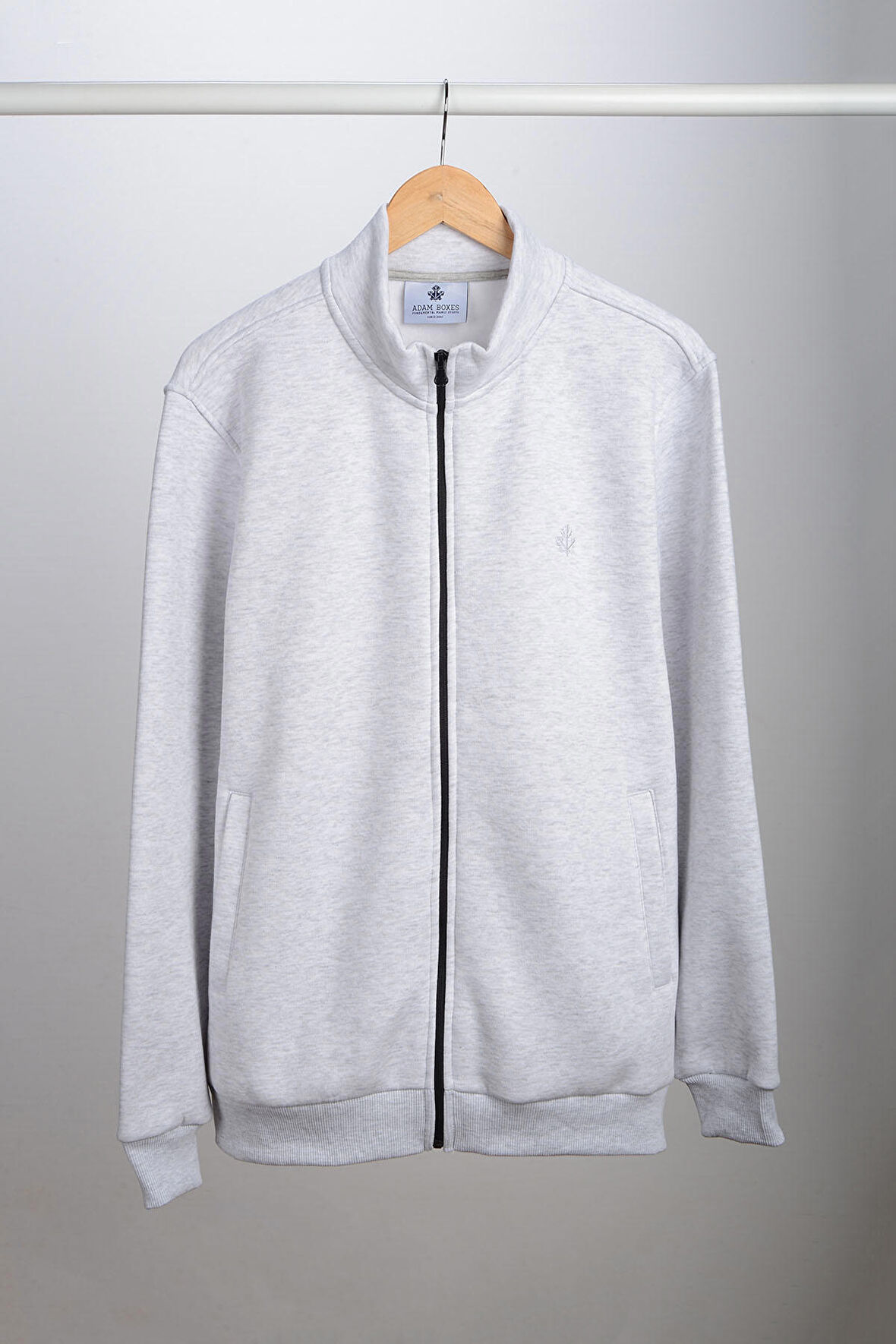 Adam Boxes Dik Yaka Fermuarlı Sweatshirt N-Karianda - Açık Gri