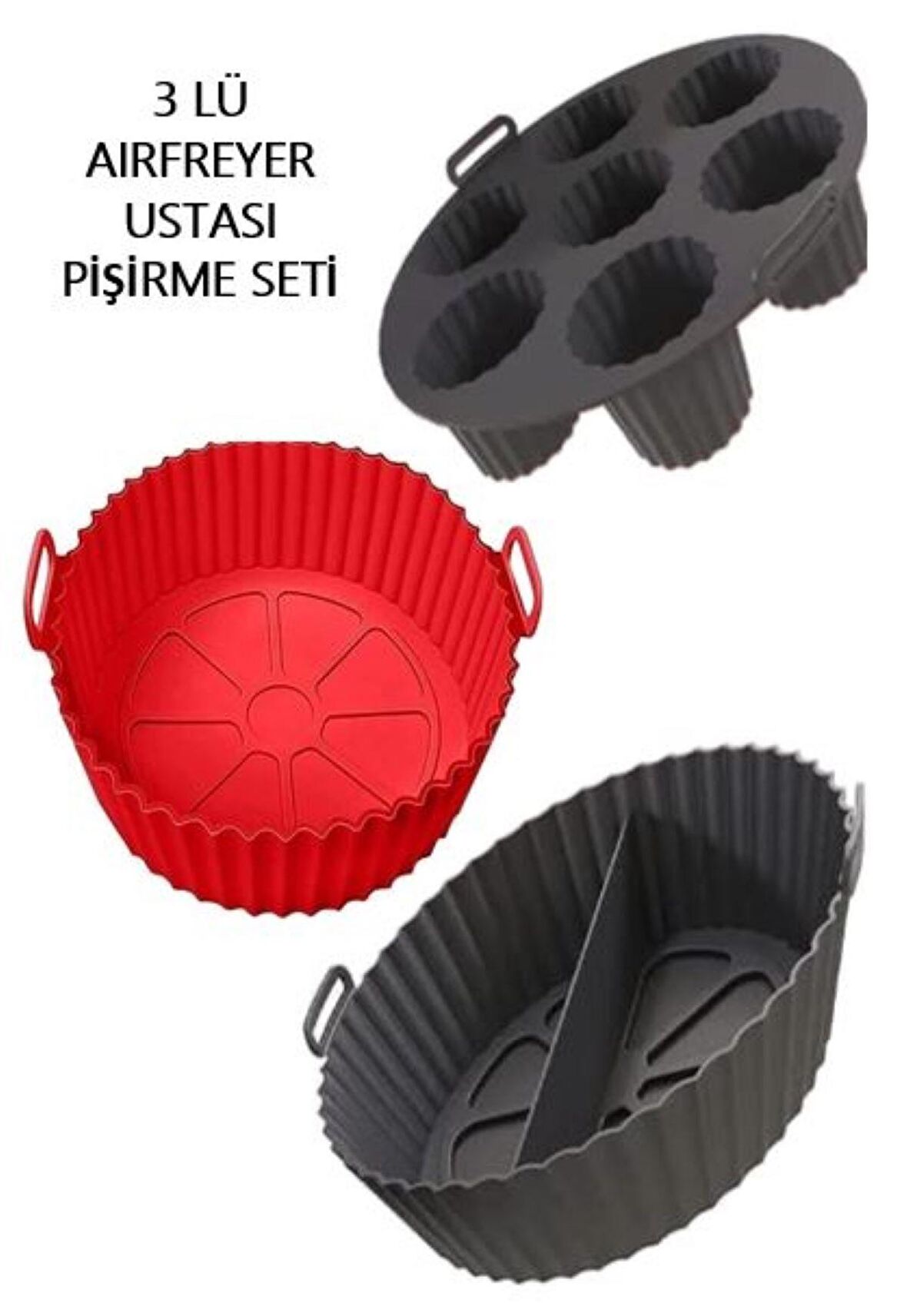 3 Parça Pratik Silikon Airfryer Pişirme Kağıdı Pişirme Ustası HH