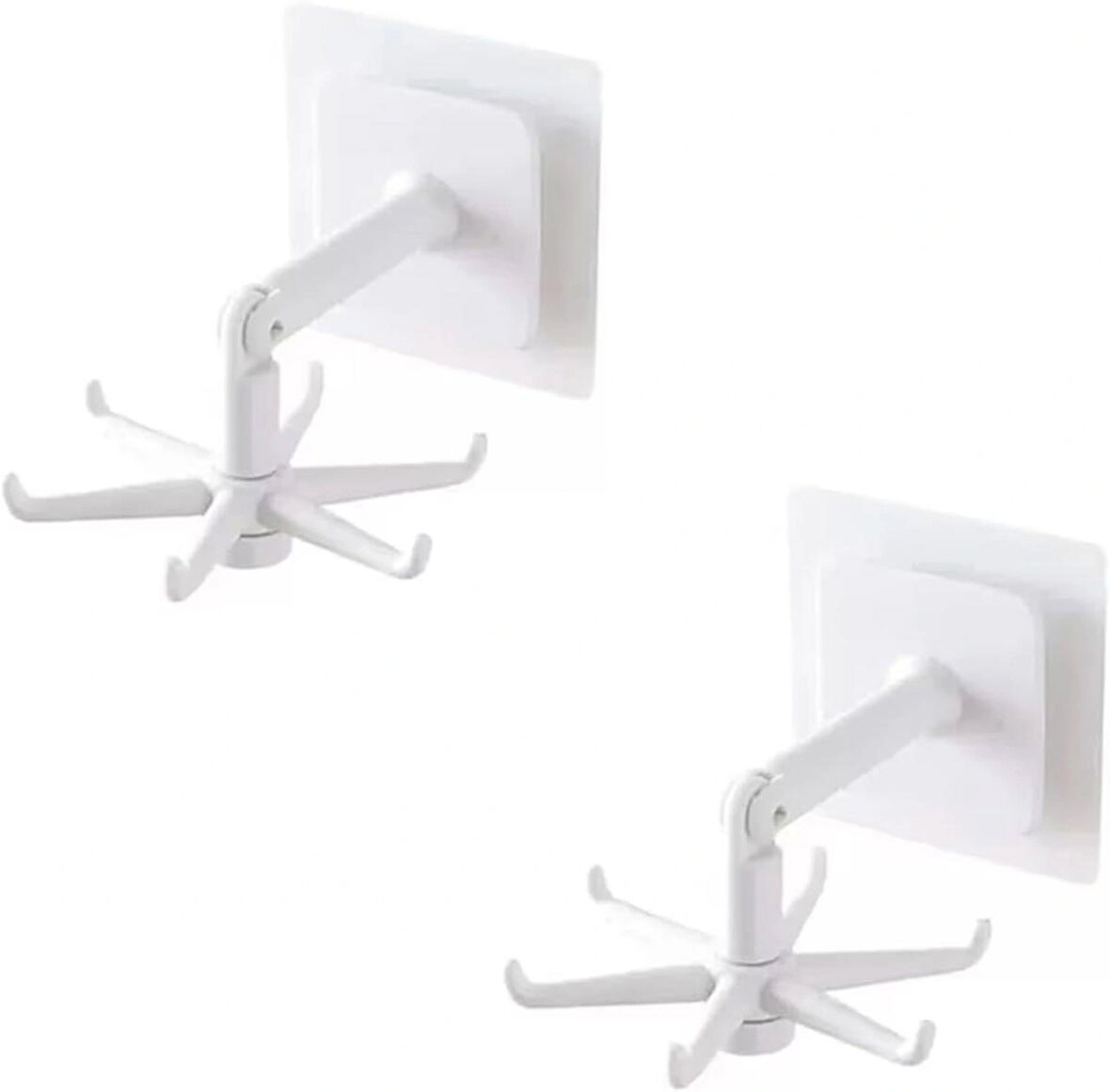 Microcase Kendinden Yapışkanlı 360 Derece Dönen 6 Kancalı Askı Mutfak Banyo Gardırop Raf Aparatı 2 Adet - BEYAZ AL5022