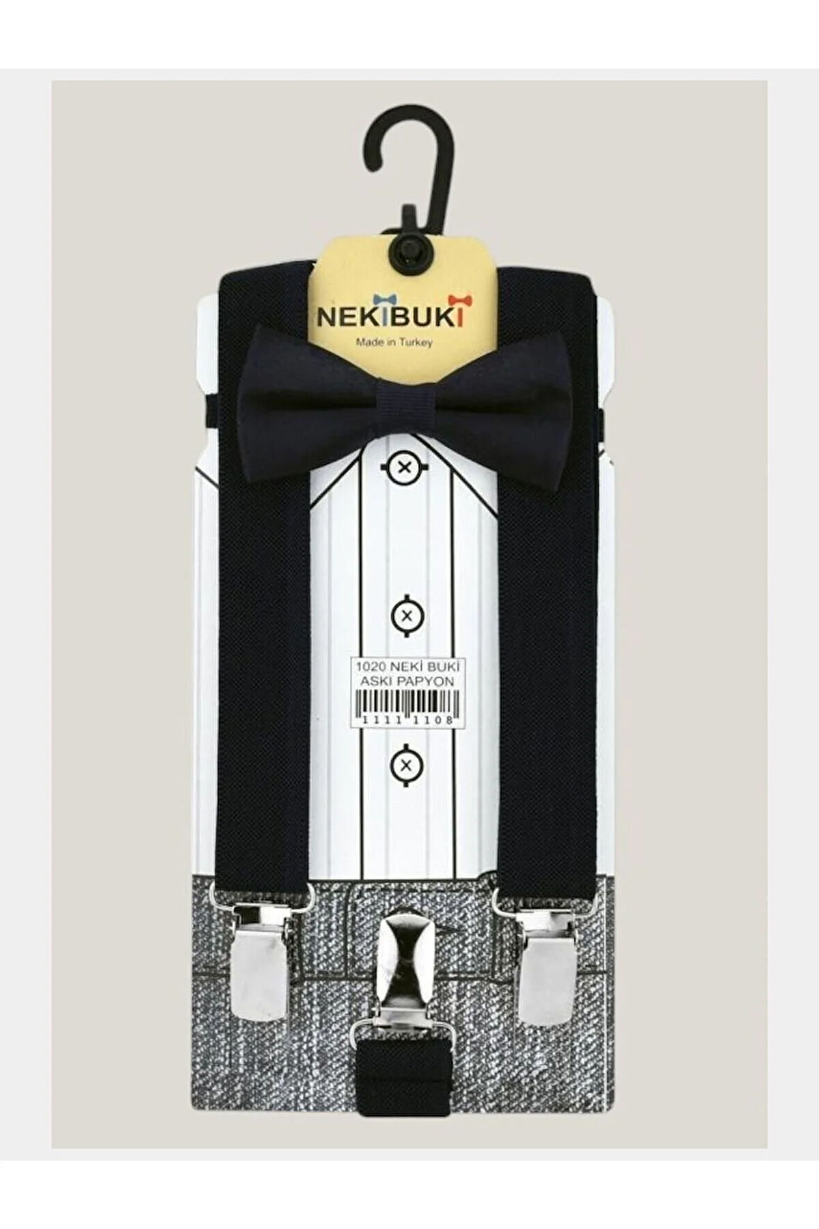 Siyah Renk Pantolon Askı Papyon Seti 1-9 Yaş Çocuk Resmi ve Özel Gün Kostüm Aksesuarı