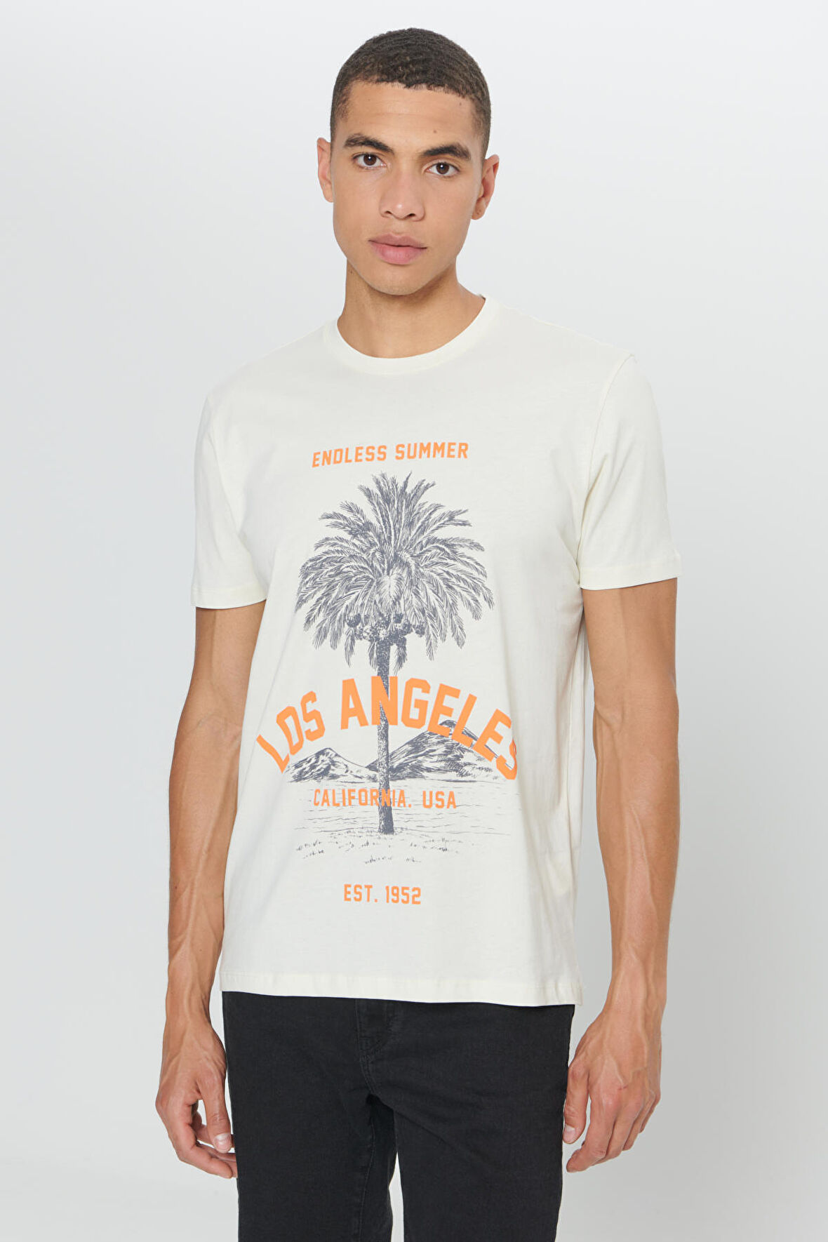 Standart Fit Normal Kesim %100 Pamuk Bisiklet Yaka Tişört