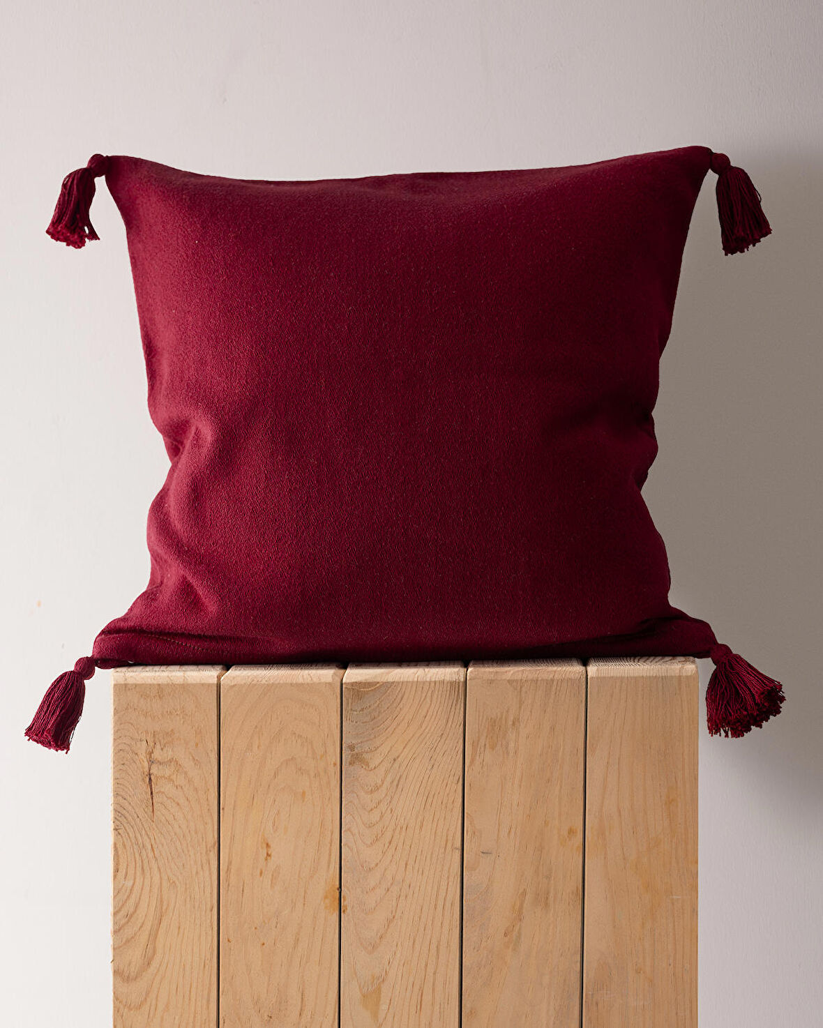 Virlet %100 Pamuk Kırlent Kılıfı - Kırmızı/Bej - 45x45 cm