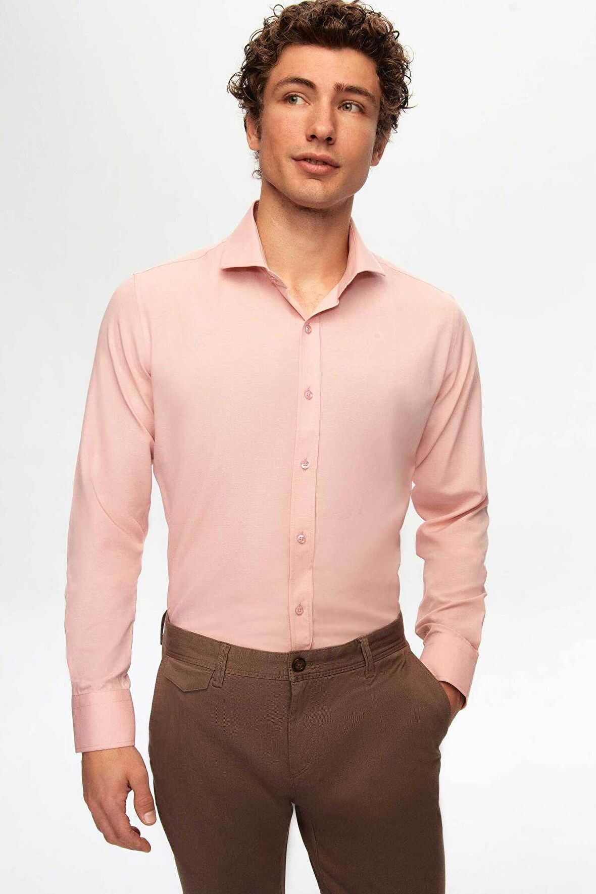 Ds Damat Slim Fit Gül Kurusu İtalyan Yaka Gömlek 2HF02ORT5185 2HF02ORT5185