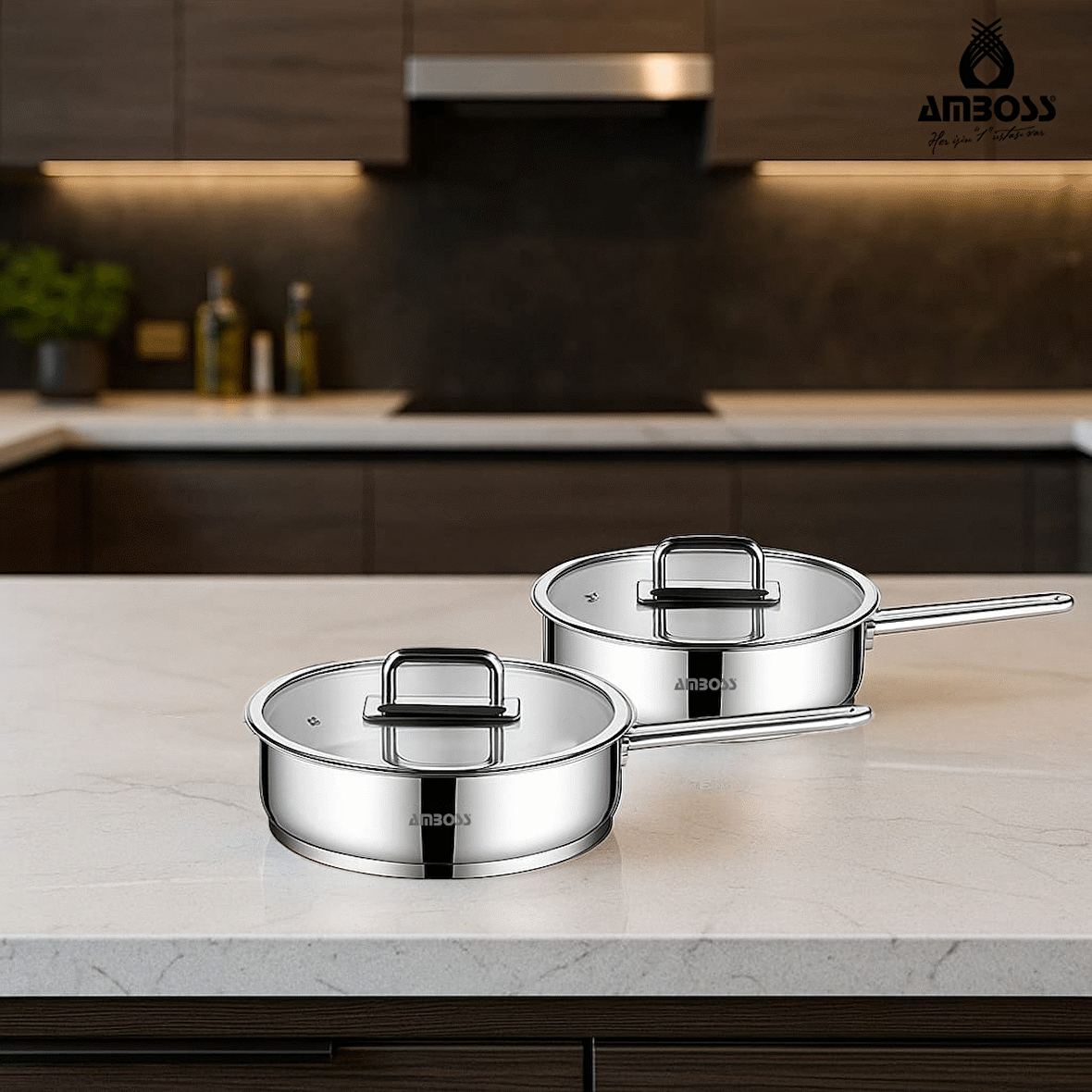 Nova 4 Parça Paslanmaz Çelik Cam Kapaklı Tava 22-26 cm 