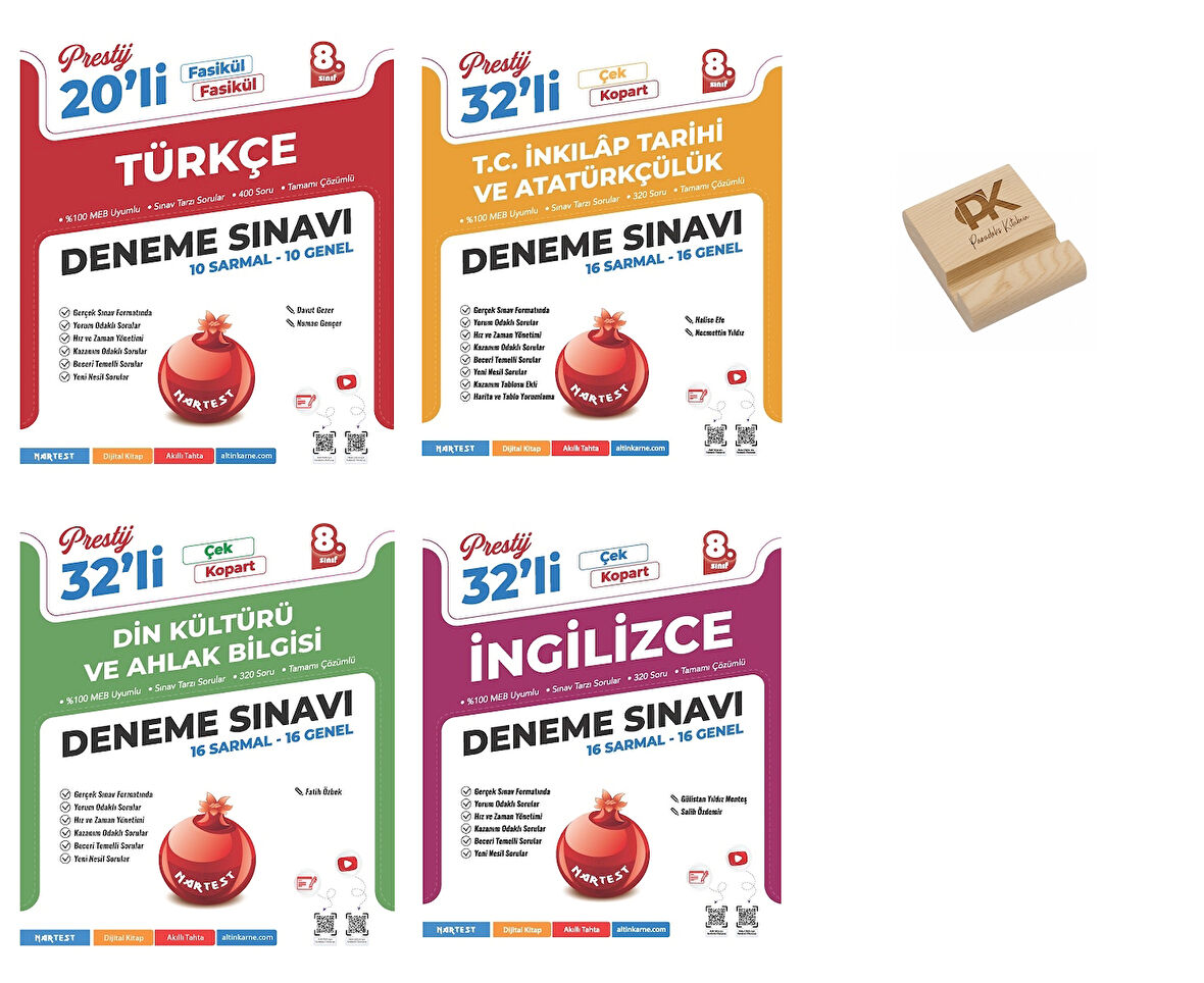 Nartest LGS 8. Sınıf Türkçe İnkılap Din İngilizce Sözel Dersler 4lü Deneme Seti + Telefon Standı