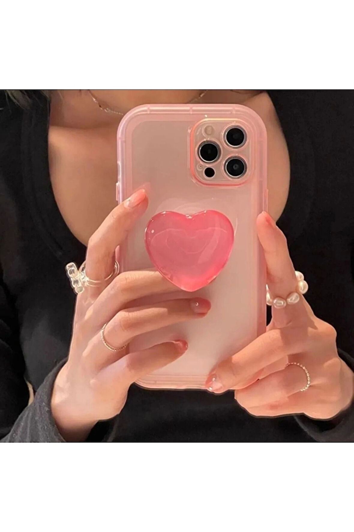 Xiaomi Redmi Note 11S Kamera Korumalı Popsocketli Pembe Kılıf