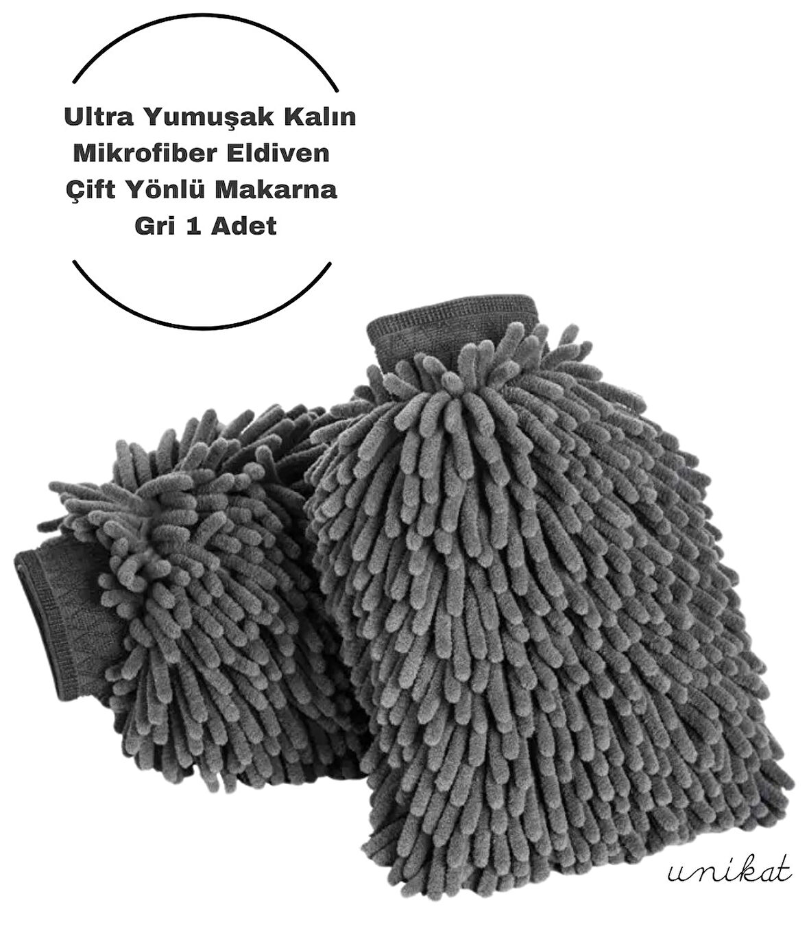 Ultra Yumuşak Mikrofiber Yıkama Eldiveni - Çift Yönlü Makarna Gri 1 Adet