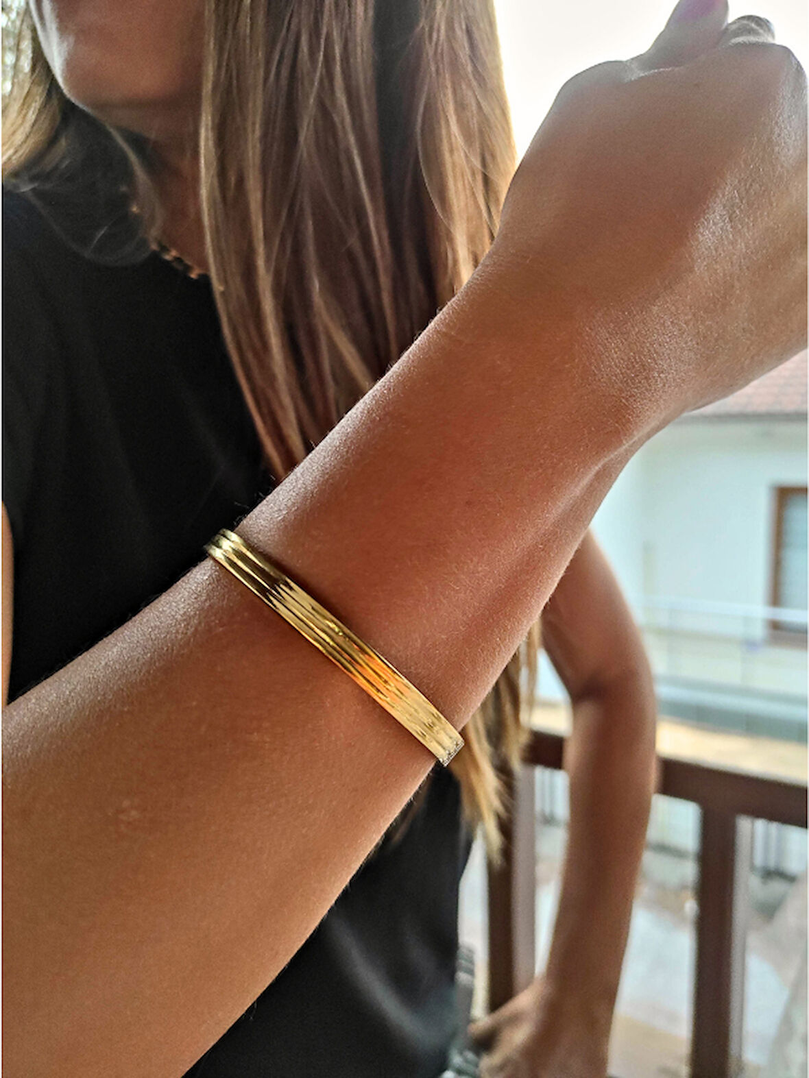 GOLD ÇELİK KELEPÇE 3 ÇİZGİLİ ZARİF SADE KELEPÇE-KEZTÇBİ72