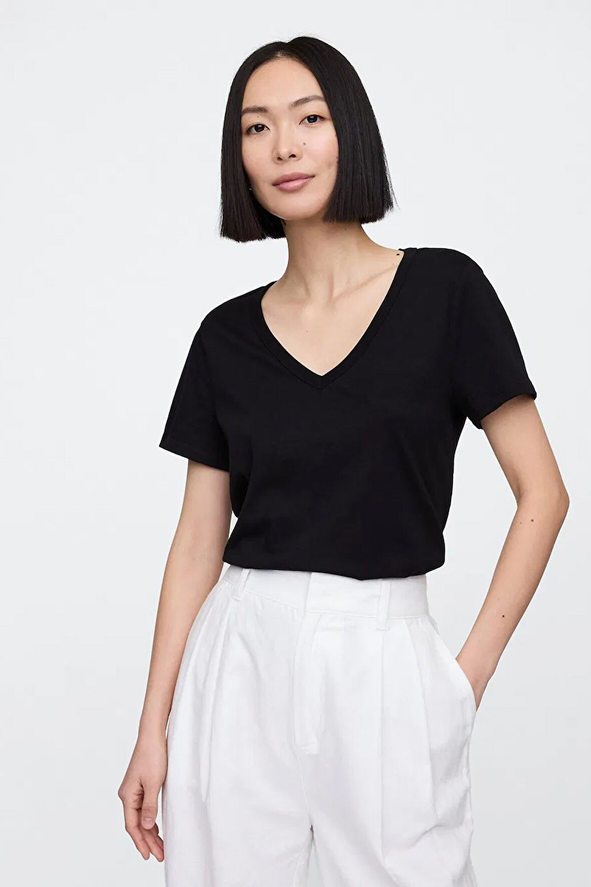 Gap V-SS Fav V Solid Kadın Tişört