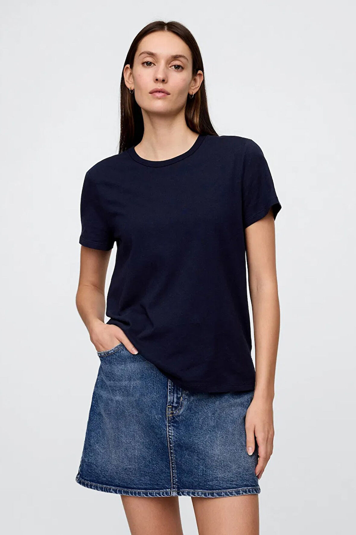 Gap V-SS Fav Crew Solid Kadın Tişört