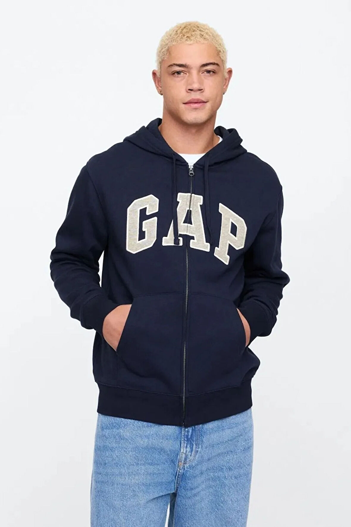 Logo Kapüşonlu Lacivert Erkek Sweatshirt