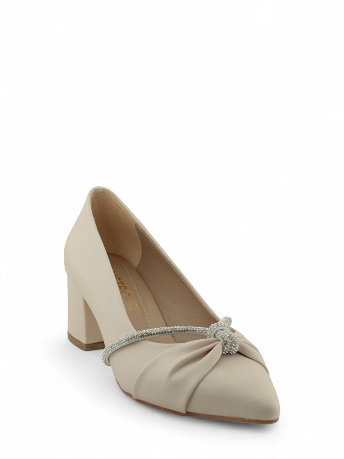 Kadın Kalın Ökçe Taşlı 6 Cm Topuklu Ayakkabı