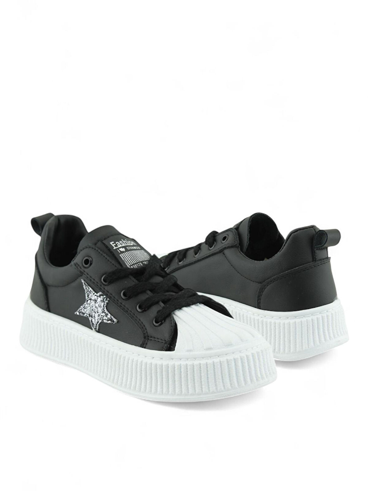 Kadın Beyaz Yüksek Termo Taban Yıldızlı Spor Ayakkabı