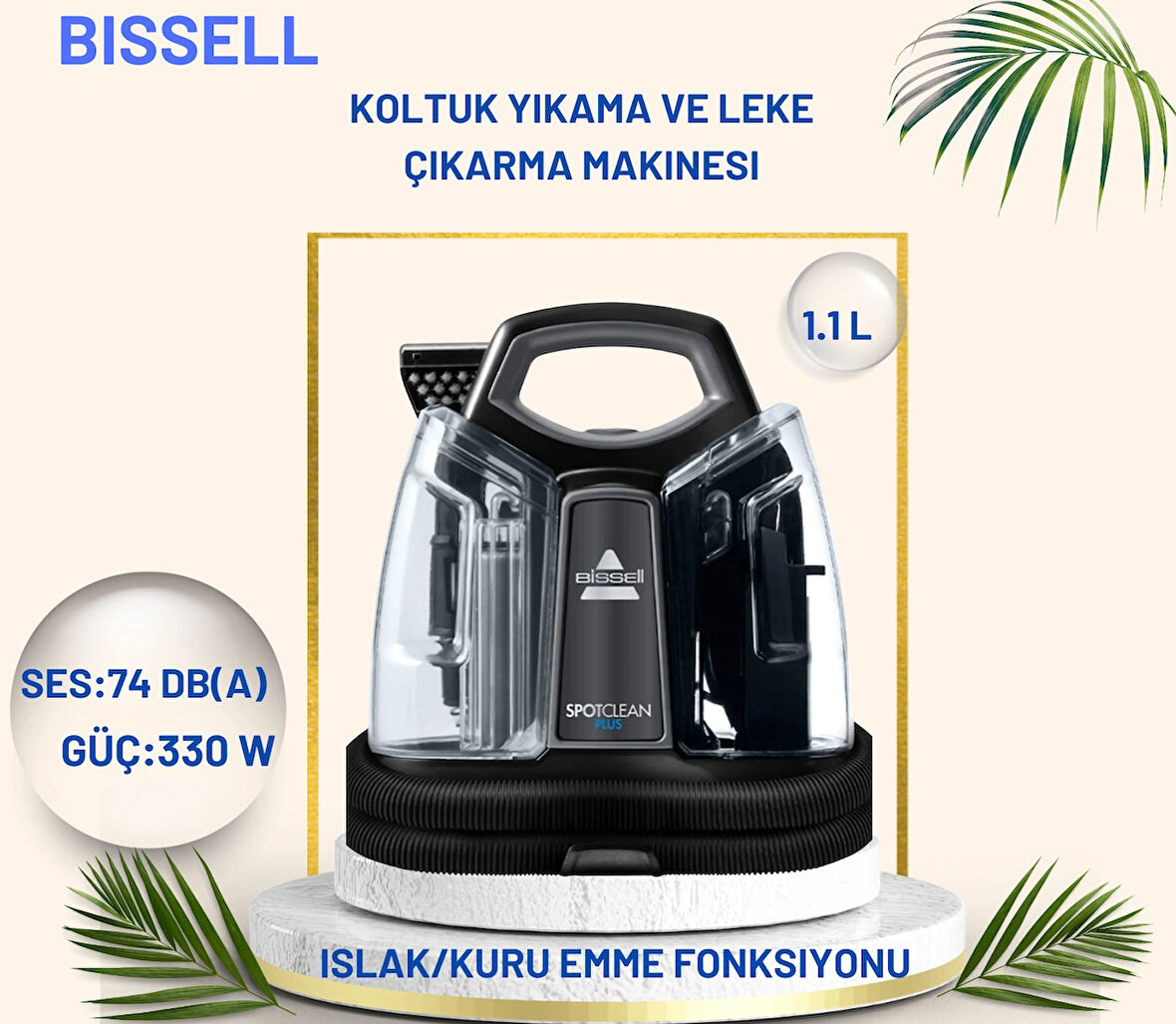 BISSELL  Plus Halı – Kablolu Koltuk Yıkama ve Leke Çıkarma Makinesi