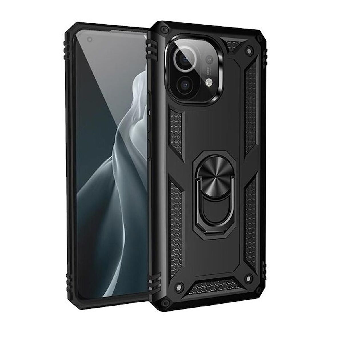 Gpack Xiaomi Mi 11 Lite Kılıf Vega Tank Standlı Yüzüklü MıknatıslıNano Glass