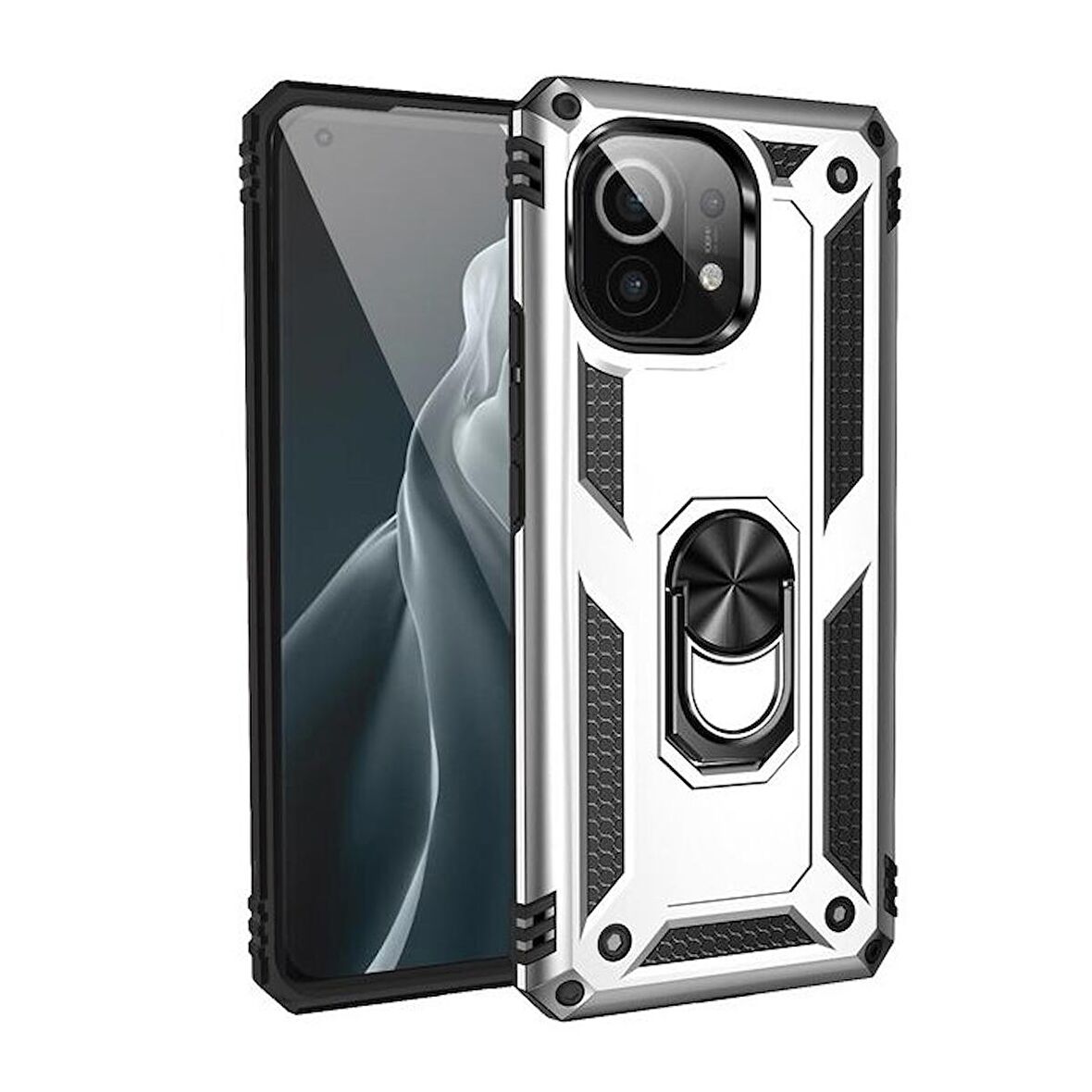Gpack Xiaomi Mi 11 Lite Kılıf Vega Tank Standlı Yüzüklü MıknatıslıNano Glass