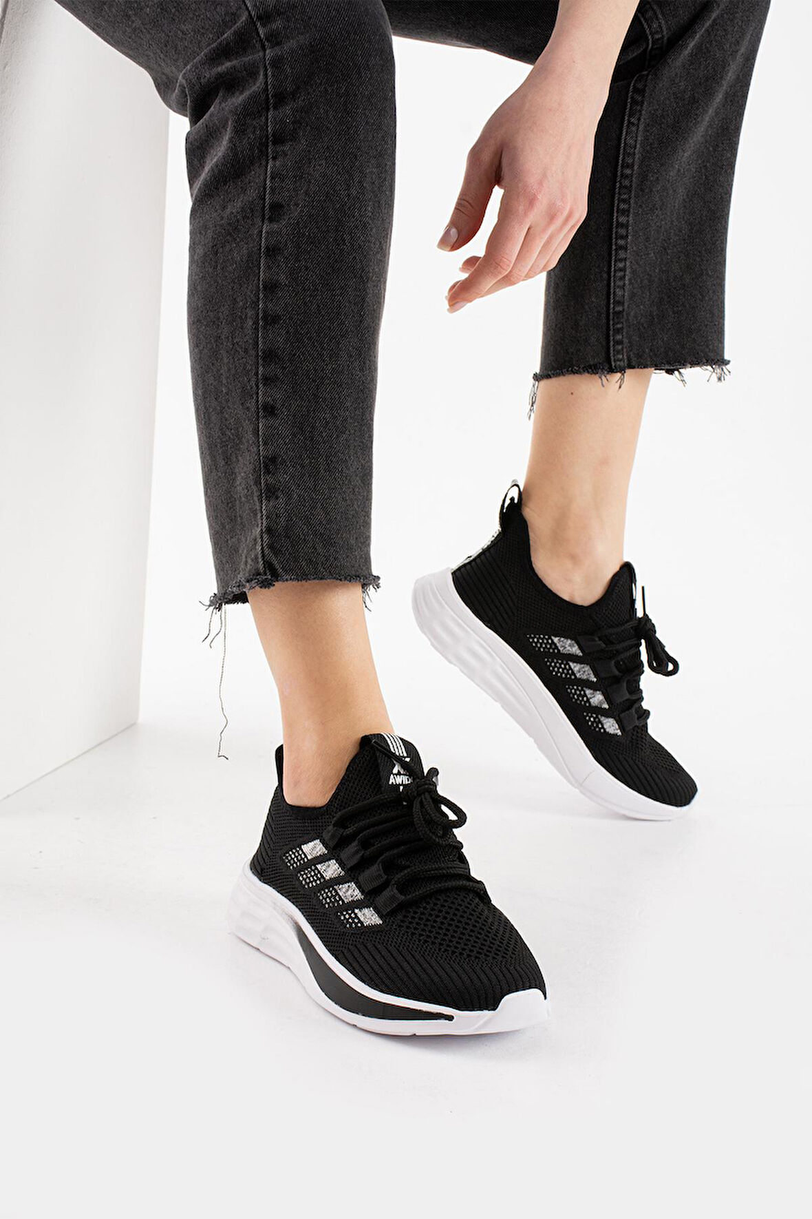 Kadın Hafif Taban Triko Sneaker Spor Ayakkabı