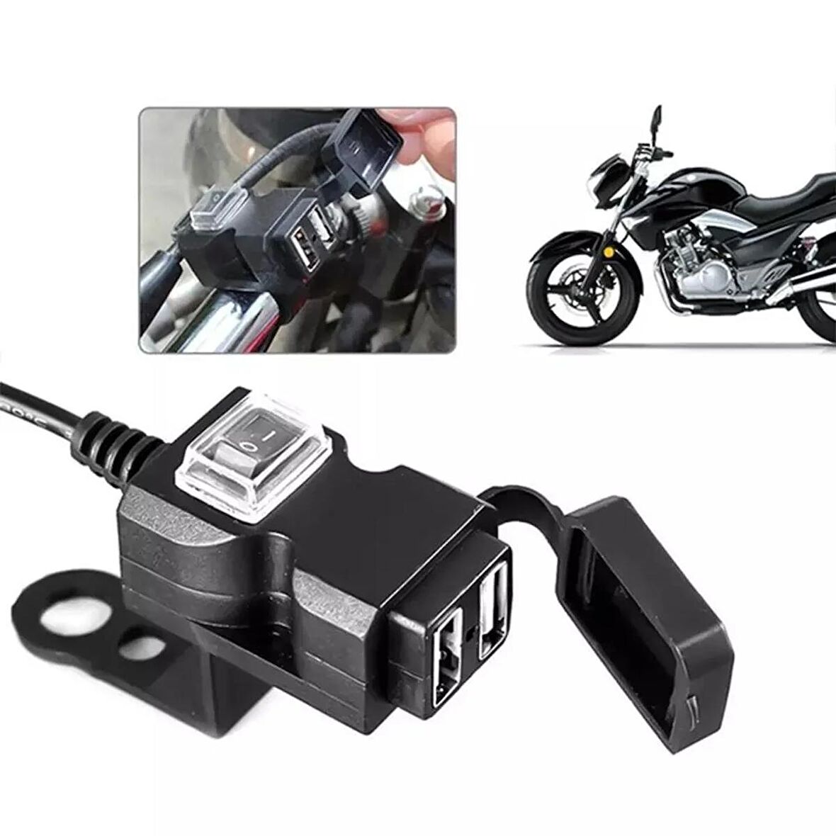 Motosiklet Usb Şarj Çift port 12v Su Geçirmez