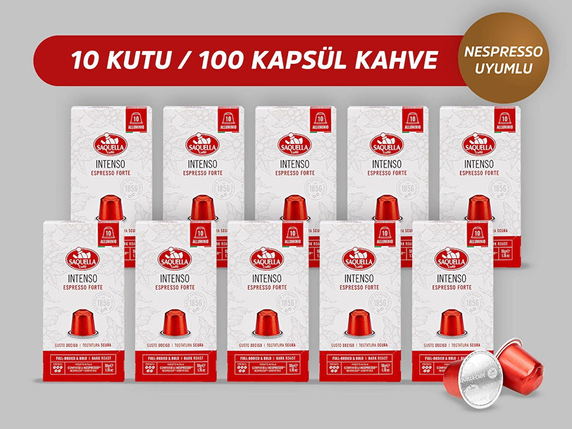Saquella Intenso Kapsül Kahve 100 Adet 10’lu Set