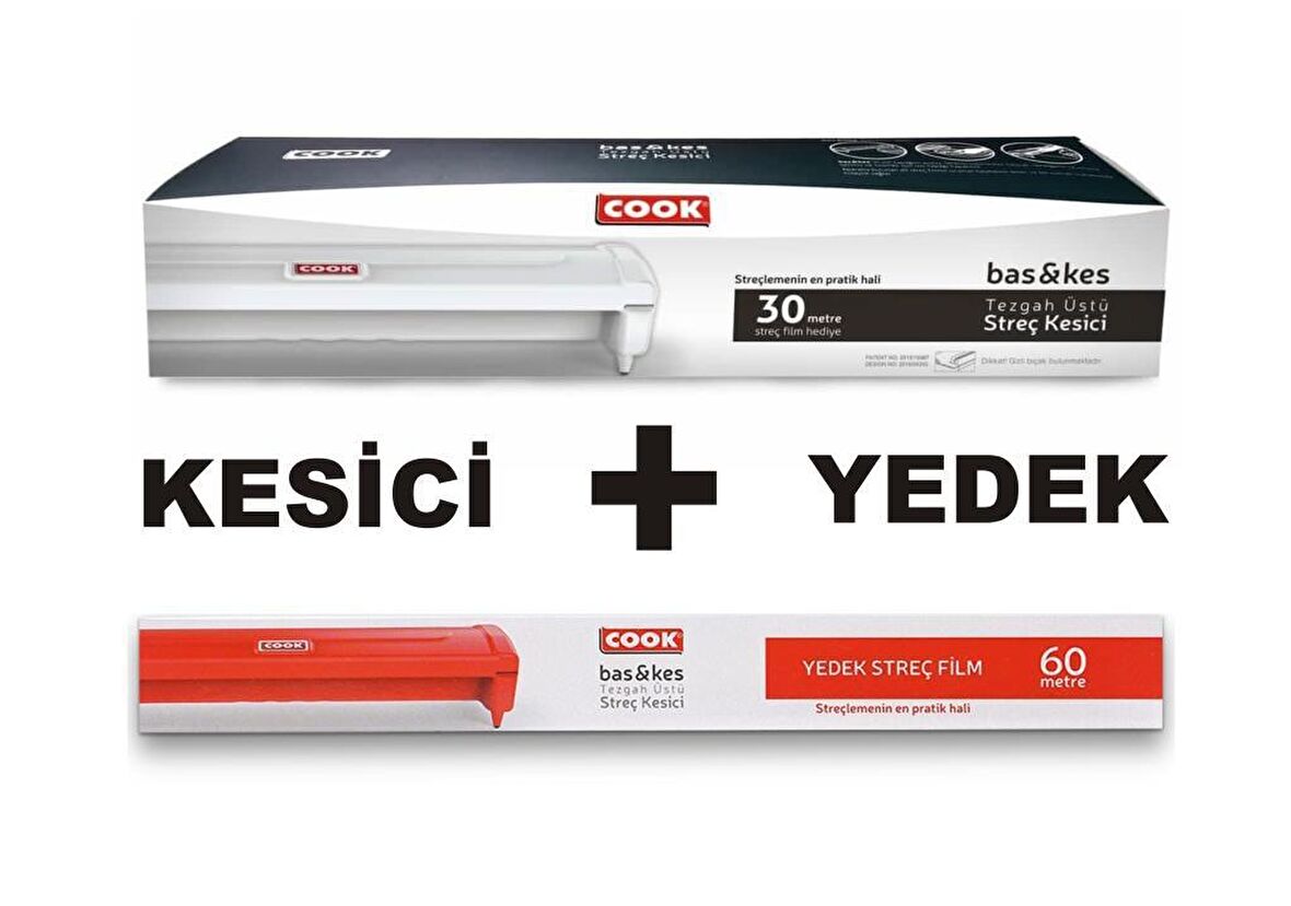 COOK Bas & Kes Streç Kesici Beyaz + 60 metre Yedek Film