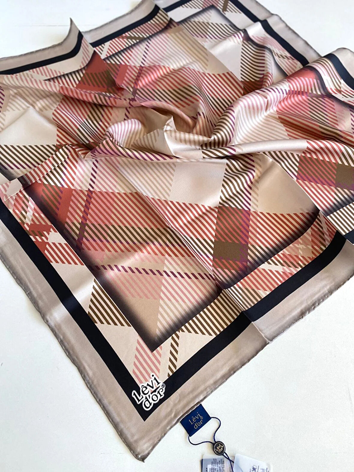 Levidor Tivil İpek Eşarp 48916 Vizon Karışık Desen