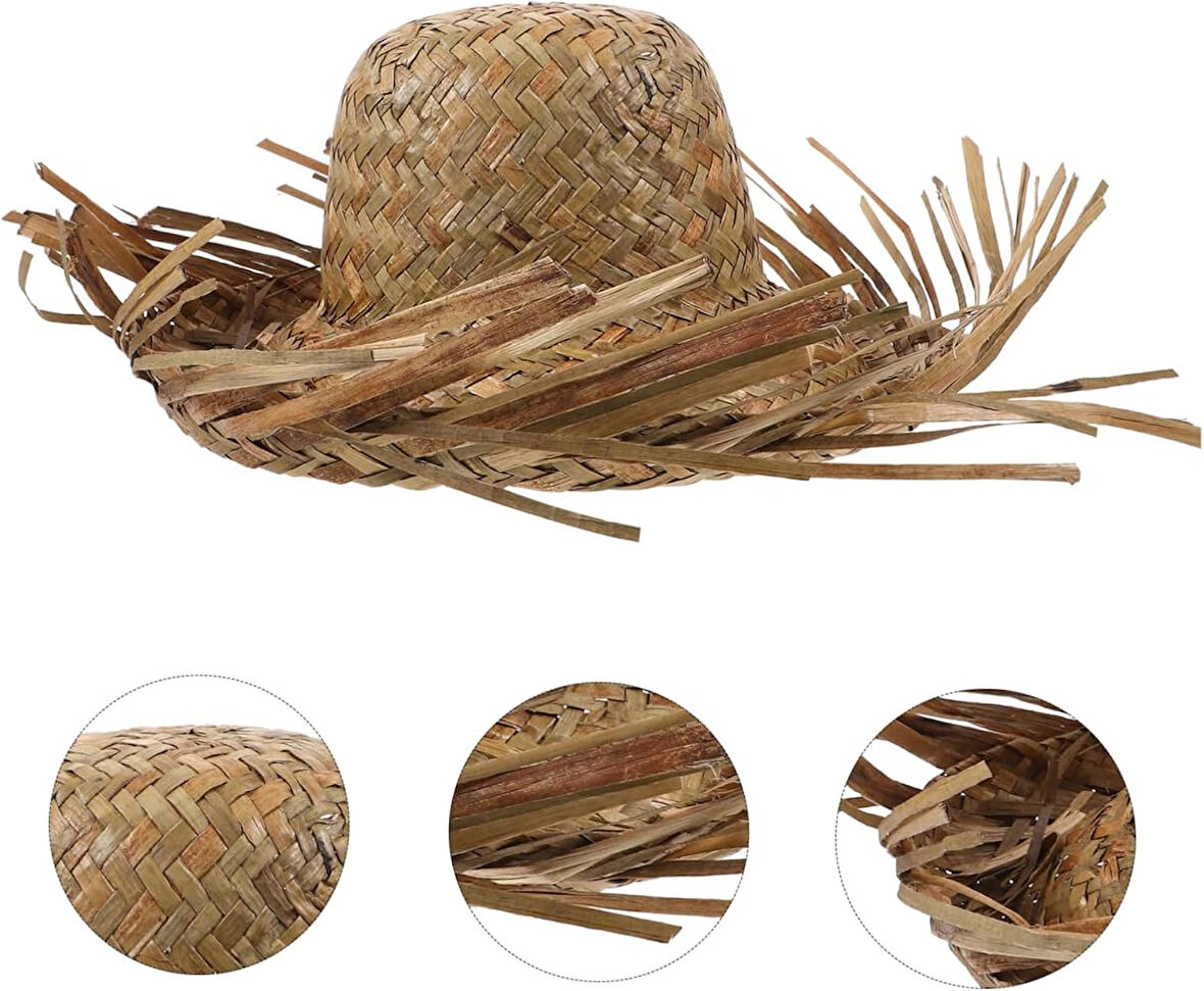 samur parti parti aksesuar & kostüm Tropikal Parti Naturel Hasır Hawaii Şapkası 13x36 cm