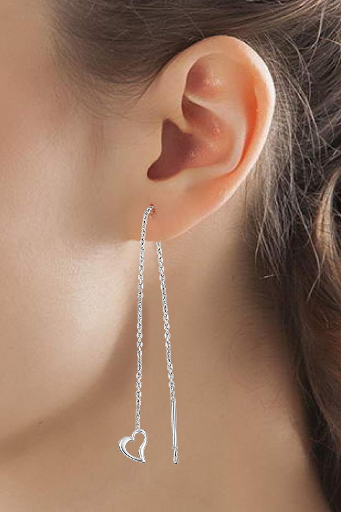Kalpli 925 Ayar Gümüş Zincir Küpe - K016901