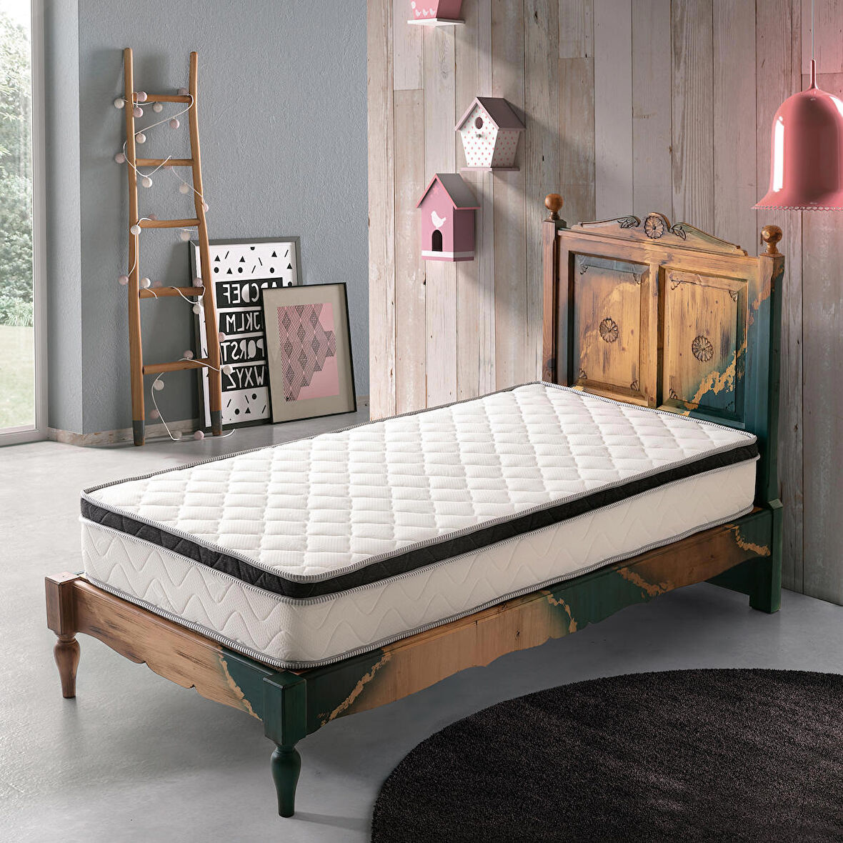 Heyner Techno Kuş Tüyü Pedli̇  Ortopedi̇k Yayli Yatak Tek Ki̇şi̇li̇k Yatak