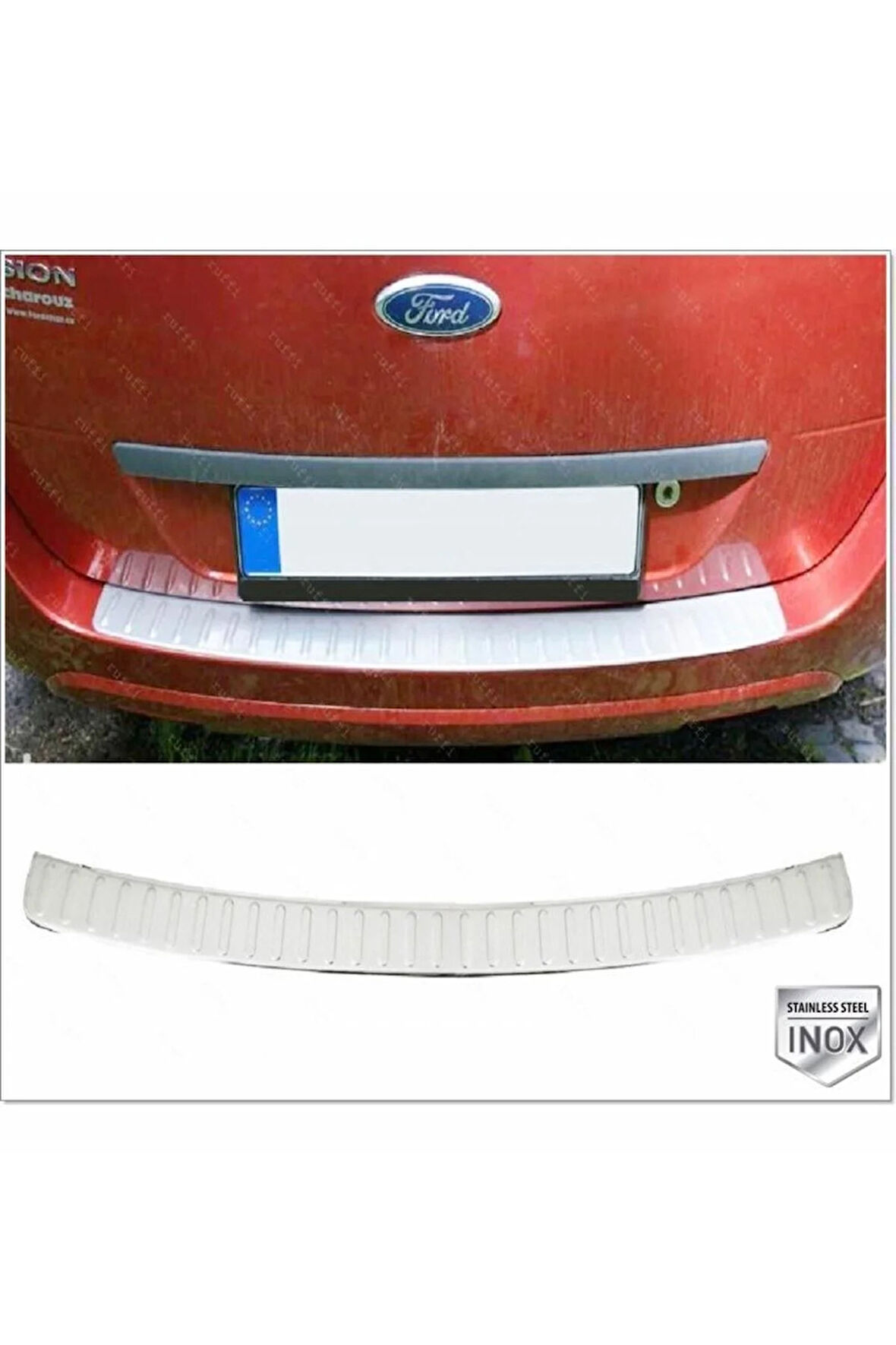 Ford Fusion Krom Arka Tampon Üzeri Koruma 2002 Üzeri Paslanmaz Çelik