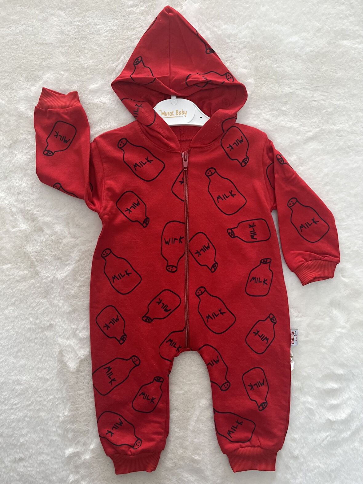 Kapşonlu Milk Baskılı Tulum