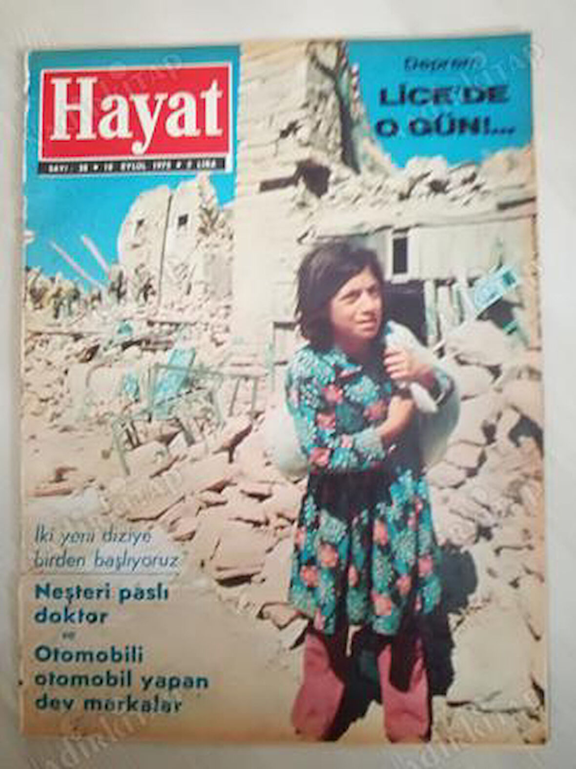 HAYAT DERGİSİ-18 EYLÜL1975 SAYI:38-64 SAYFA EKSİKSİZ/ORTA SAYFADA MÜNİF FEHİM’İN KEL HASAN TİYATROSU RESİM POSTERİ