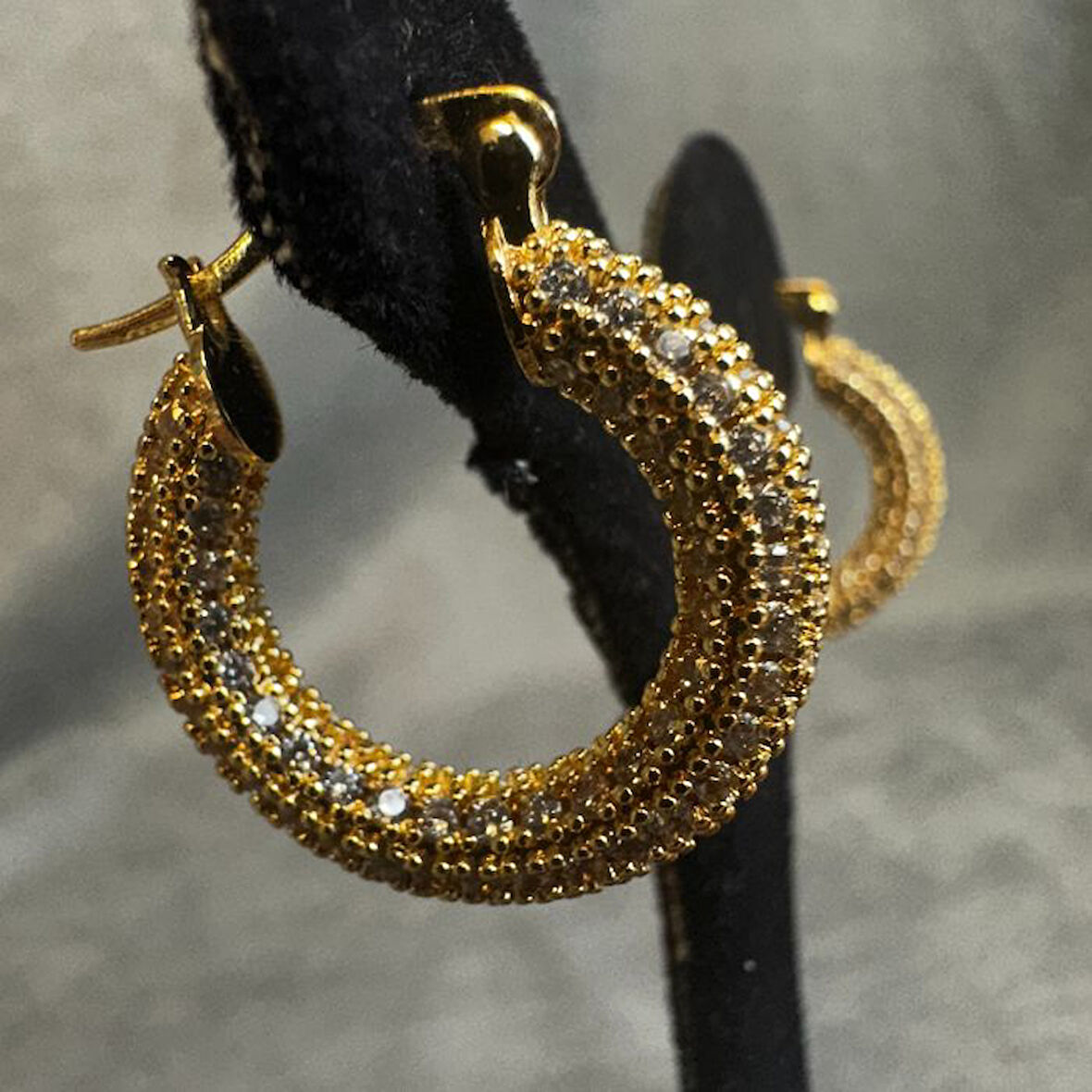 Uretti - İREM 3914 Zirkon Taşlı Su Yolu Model Çelik Halka Küpe