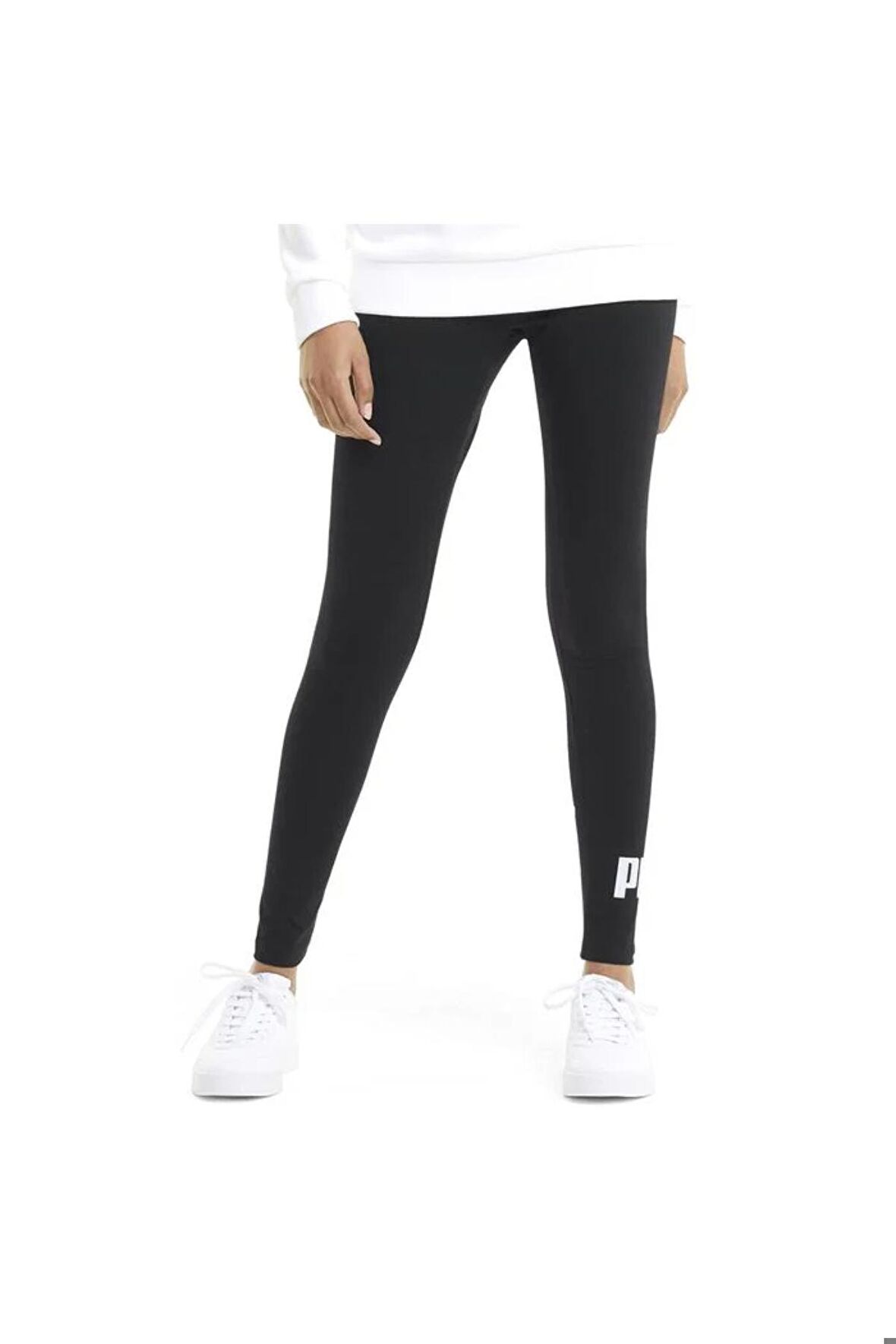 Kadın Siyah Essentials Logo Spor Günlük Tayt Vo58683201