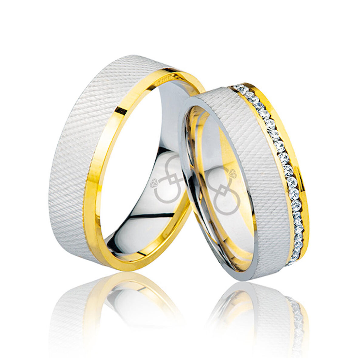 Beyaz Sarı Altın Alyans 1205